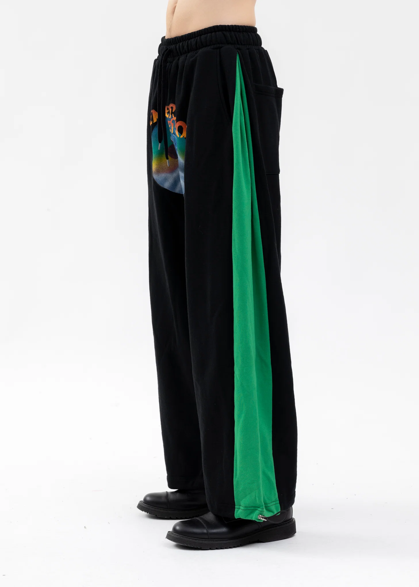 GREEN AND BLACK ROSE SWEAT WIDE PANTS - Image 2