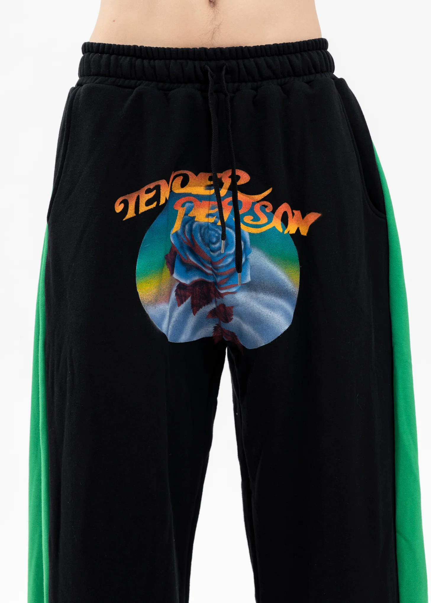 GREEN AND BLACK ROSE SWEAT WIDE PANTS - Image 4