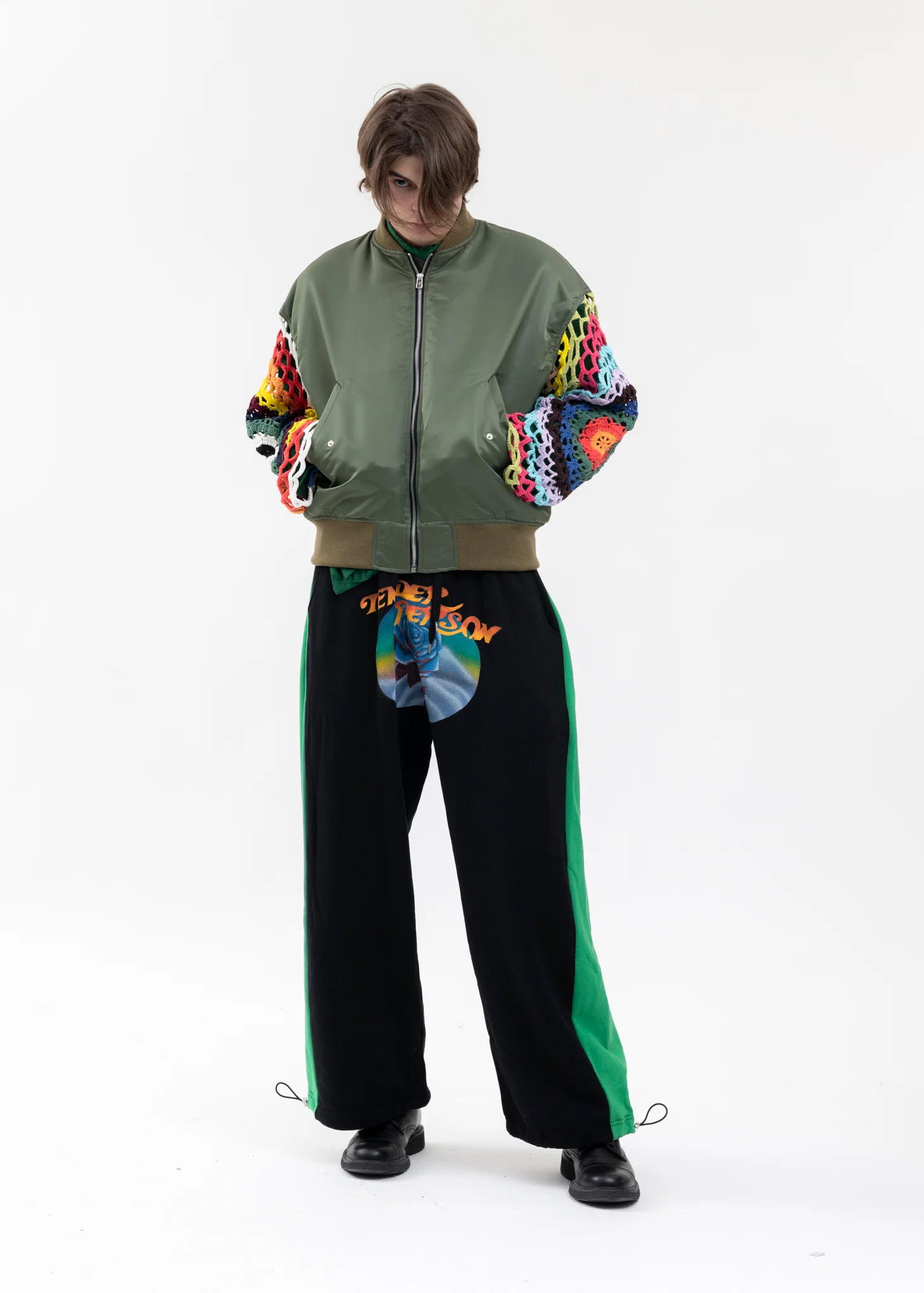 GREEN AND BLACK ROSE SWEAT WIDE PANTS - Image 6