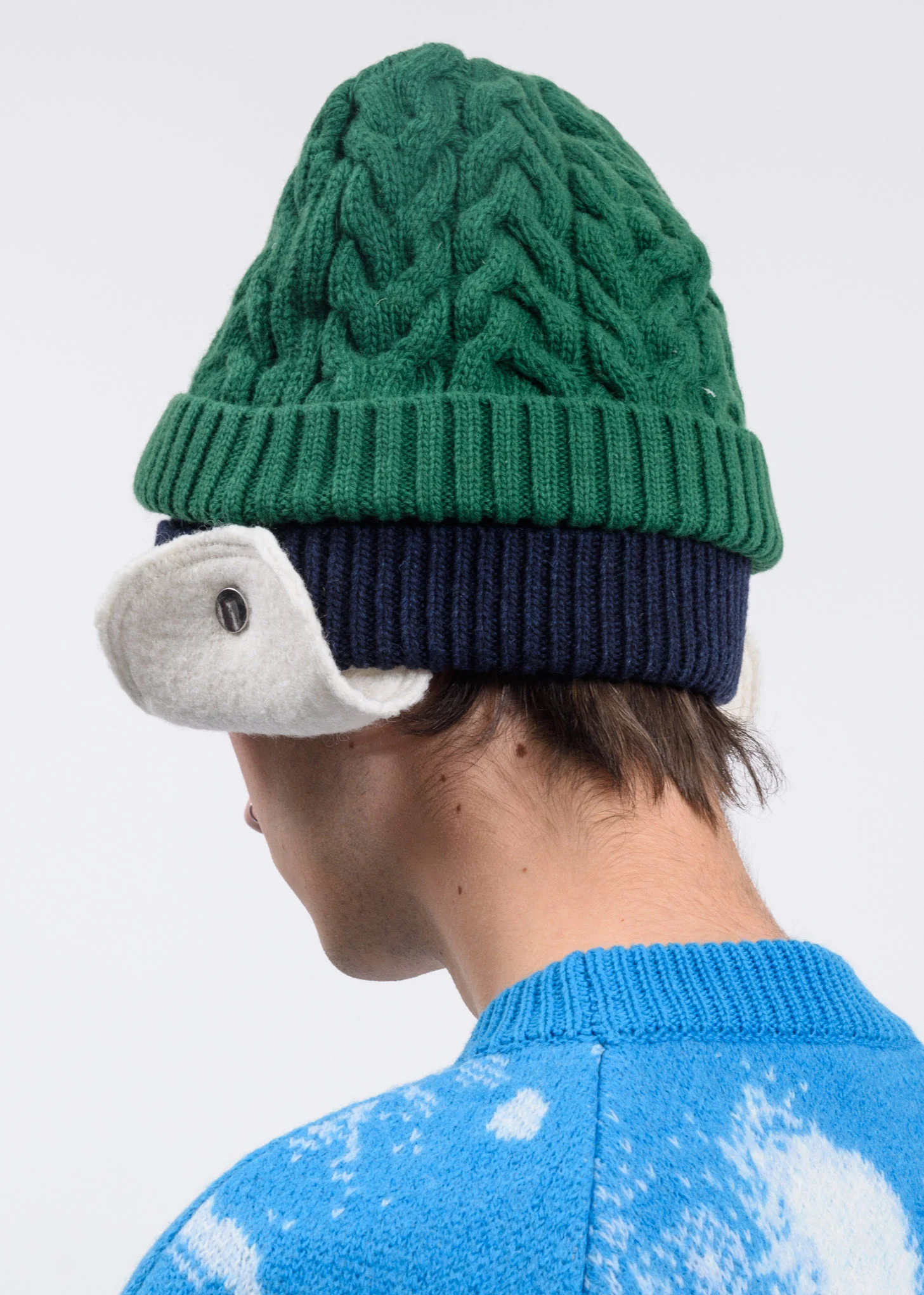 Green And Blue Knit Beanie - Image 2