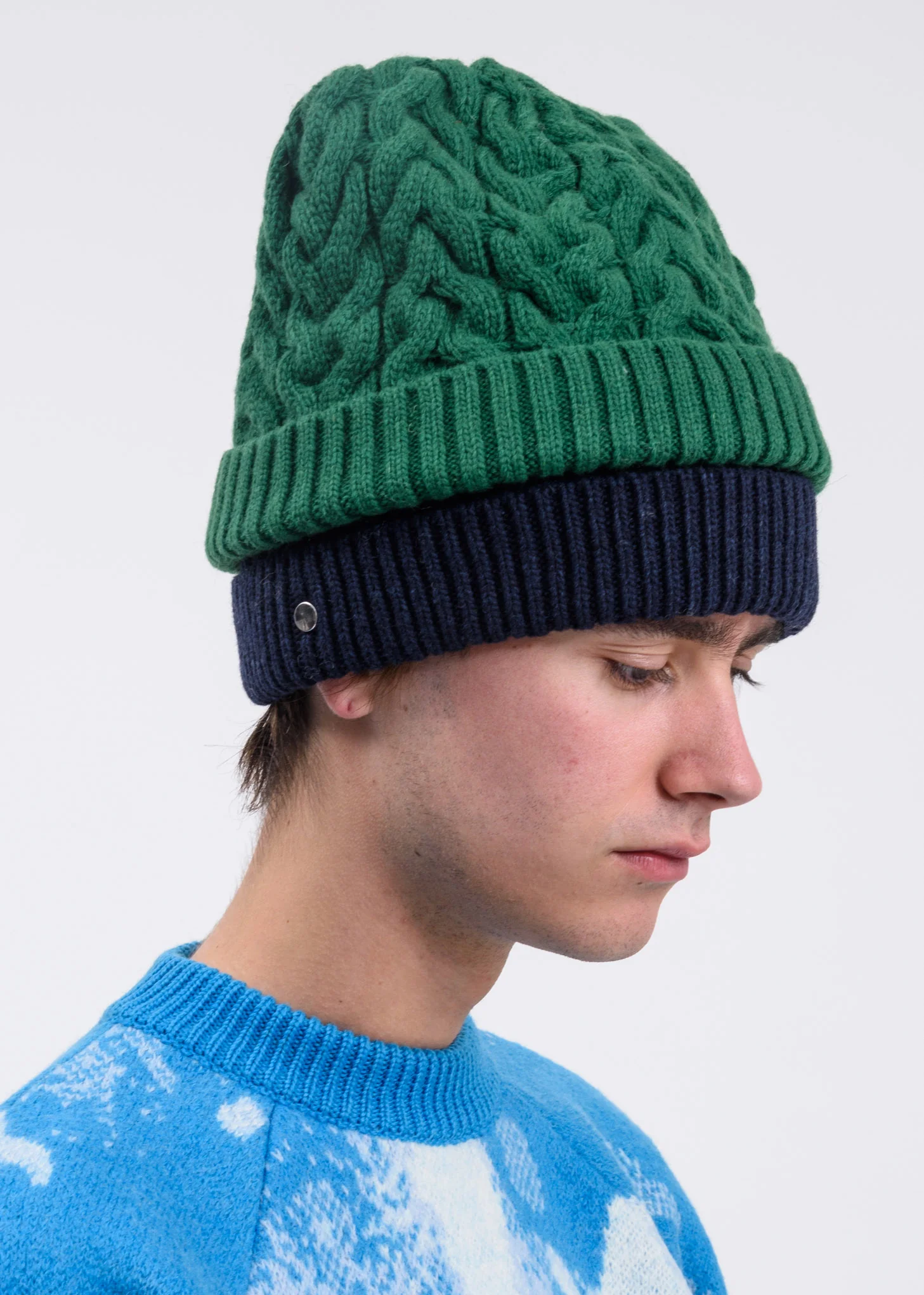 Green And Blue Knit Beanie - Image 3