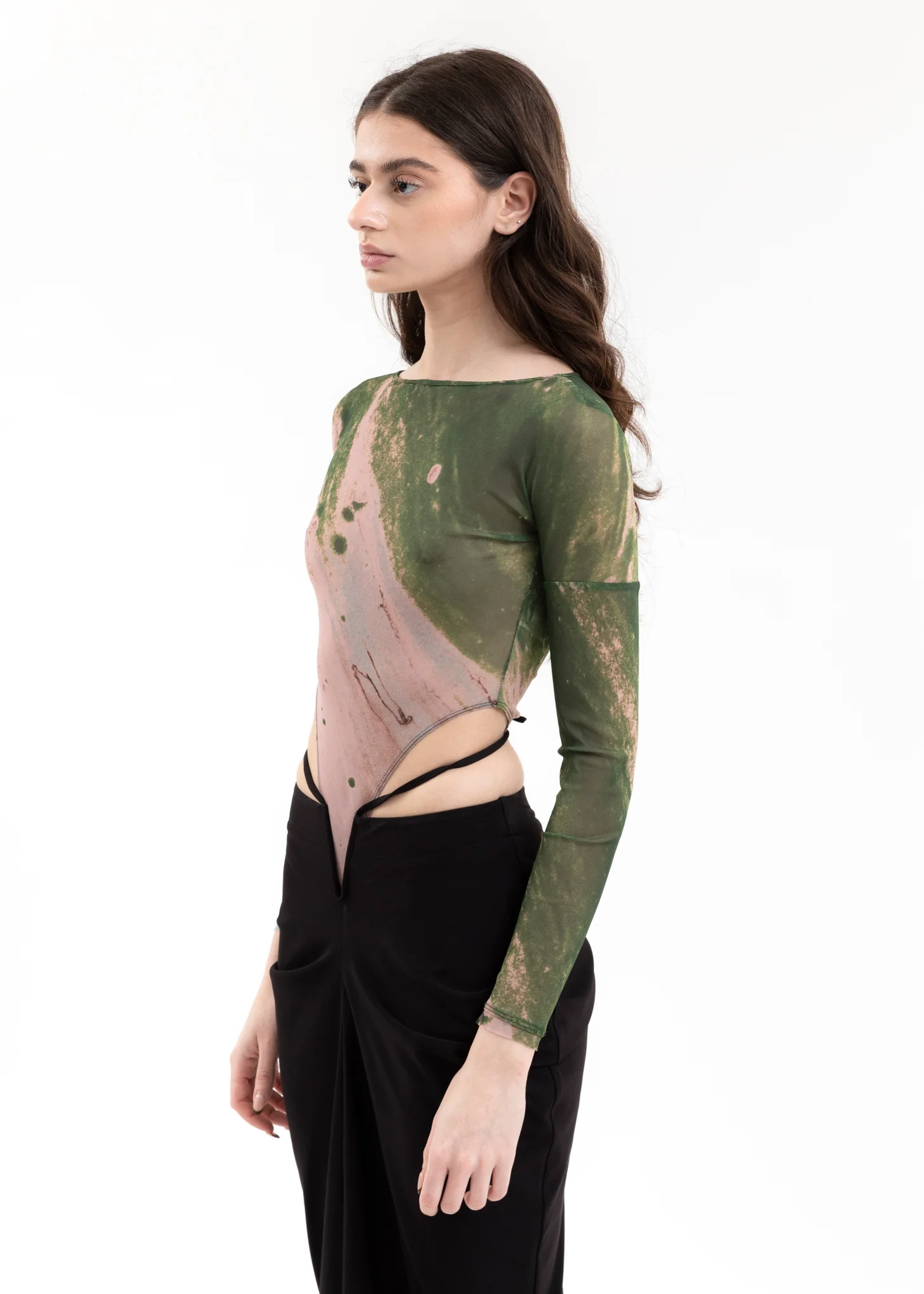 Green And Pink Mesh Bodysuit - Image 3