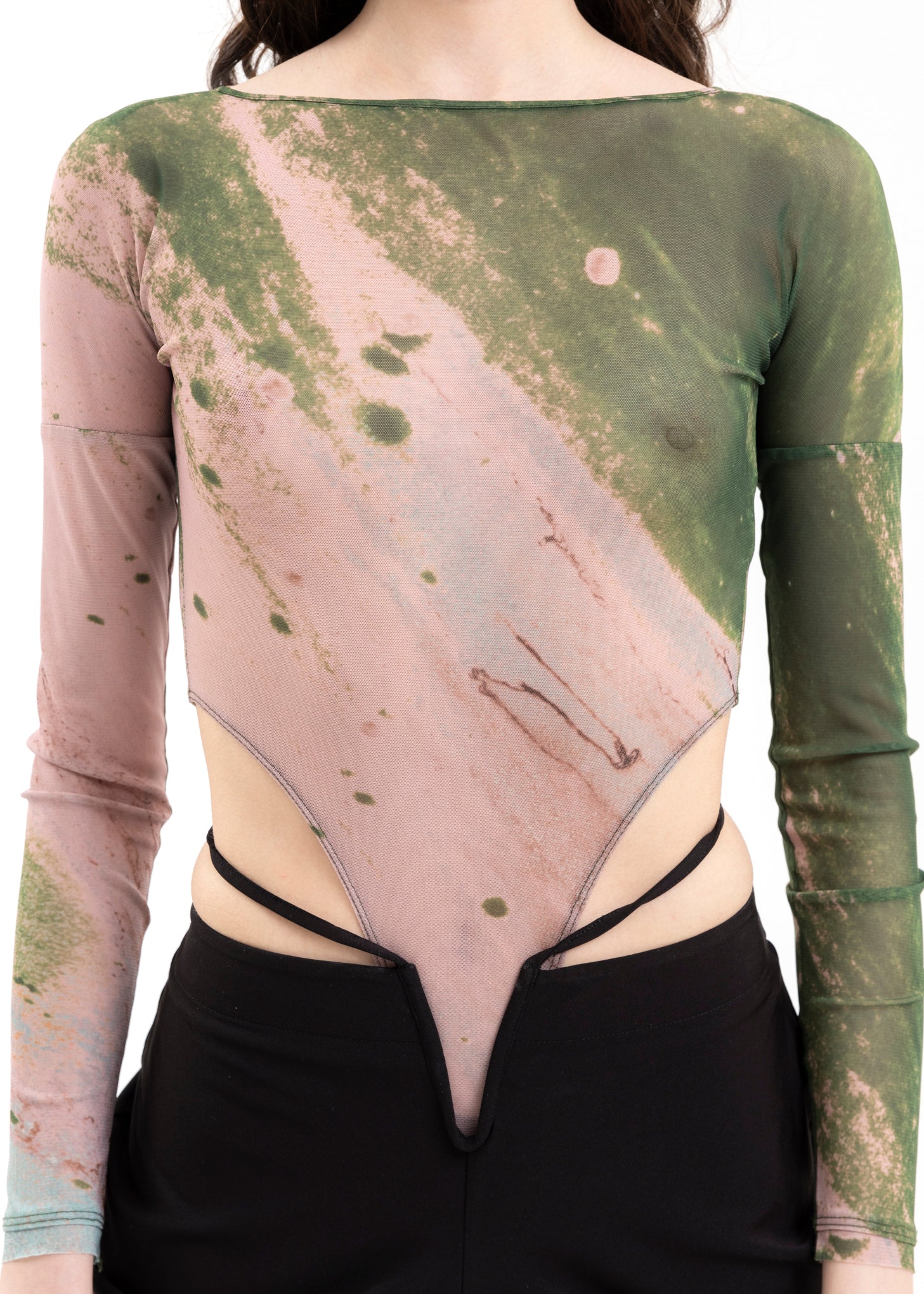 Green And Pink Mesh Bodysuit - Image 4
