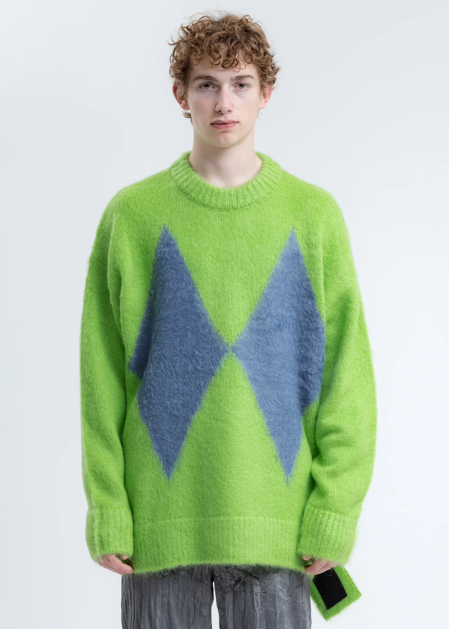 Green Argyle Knit Sweater