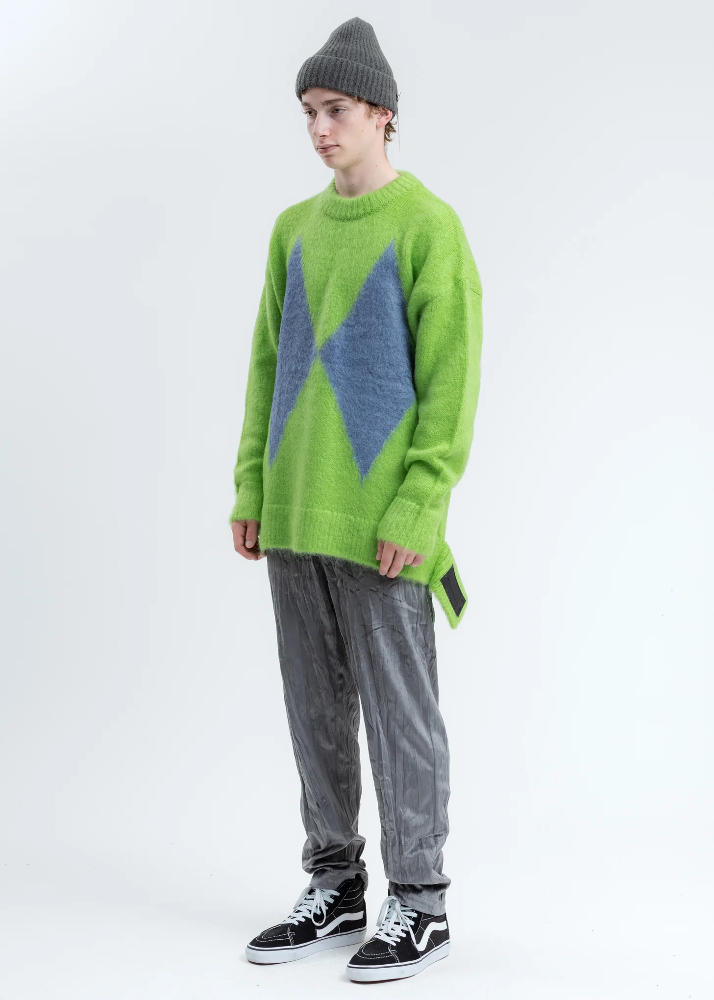 Green Argyle Knit Sweater - Image 6