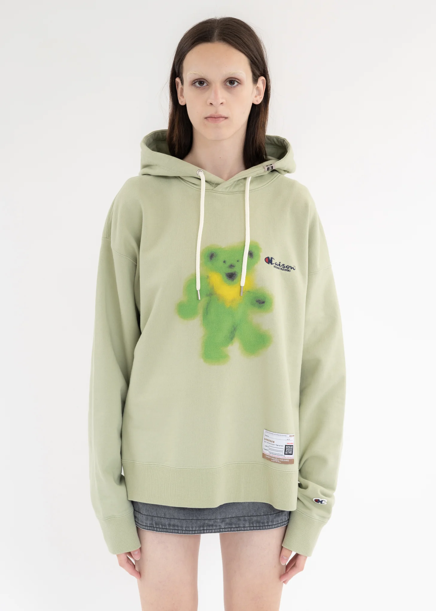 Green Bear Printed Hoodie