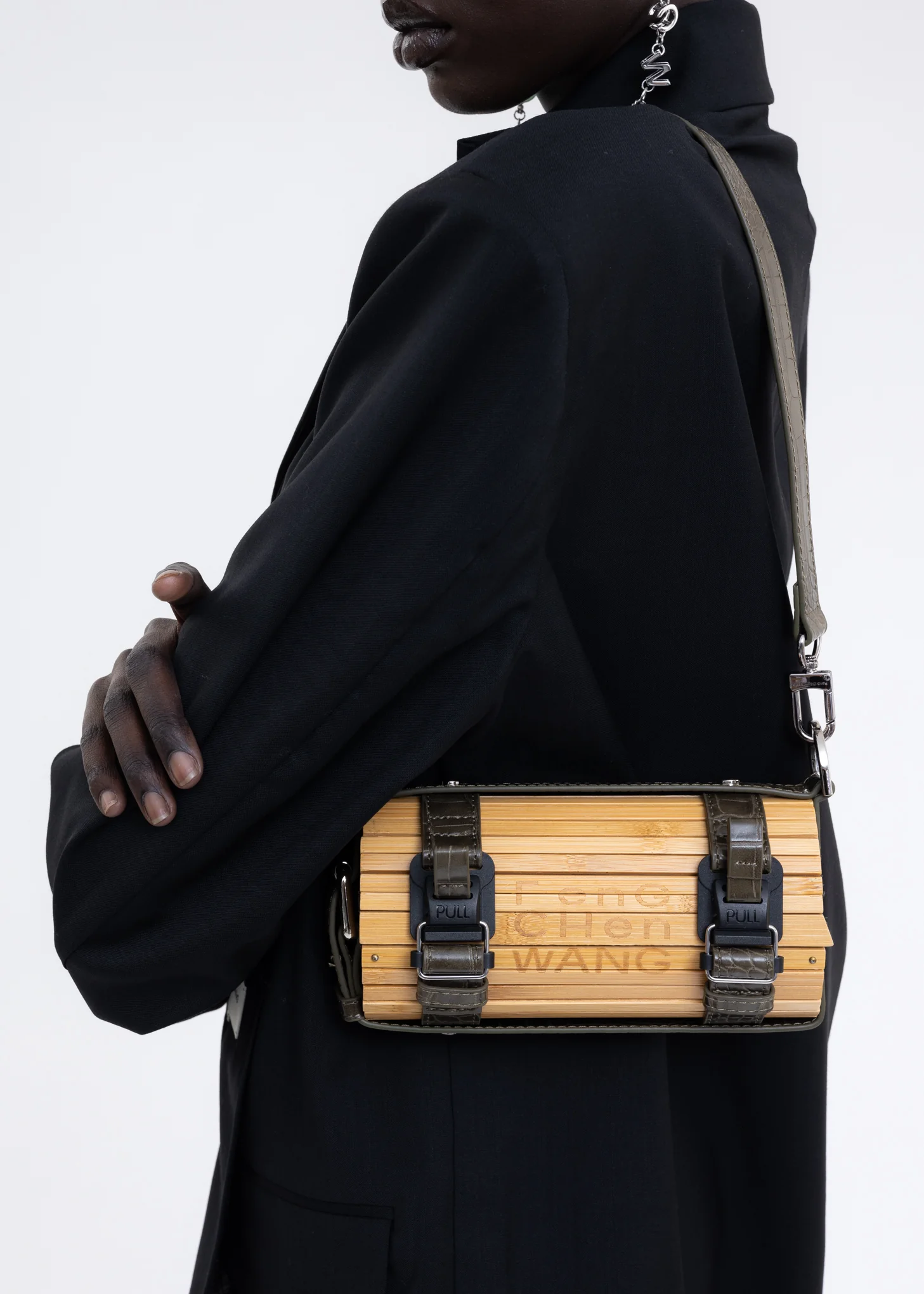 Green Croco Bamboo Bag - Image 3