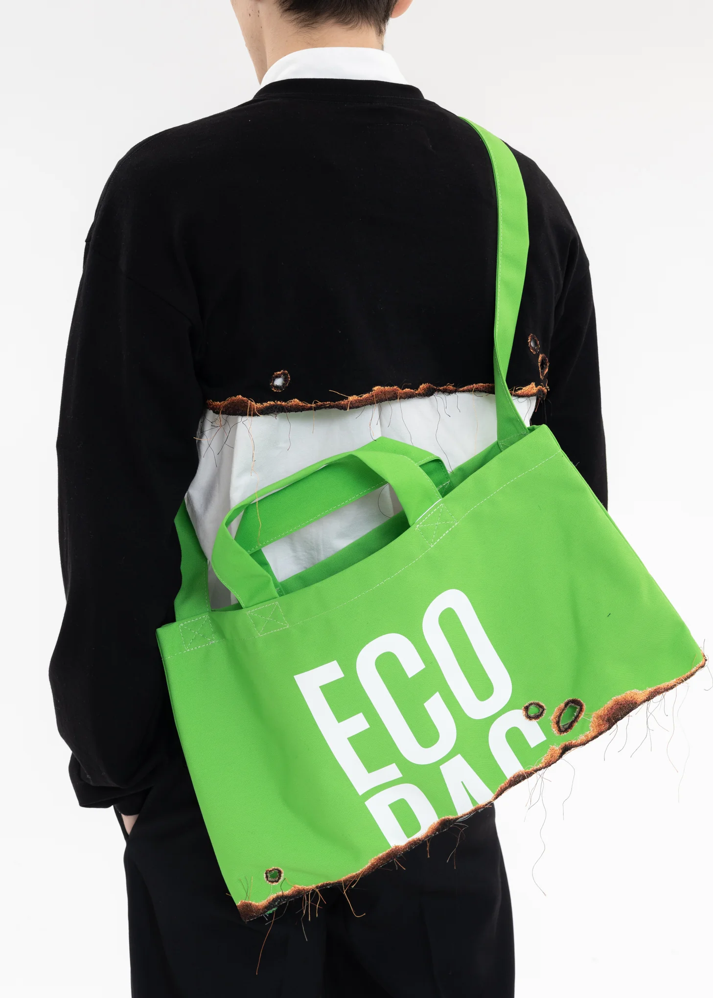 Green BURNING EMBROIDERY ECO BAG - Image 2