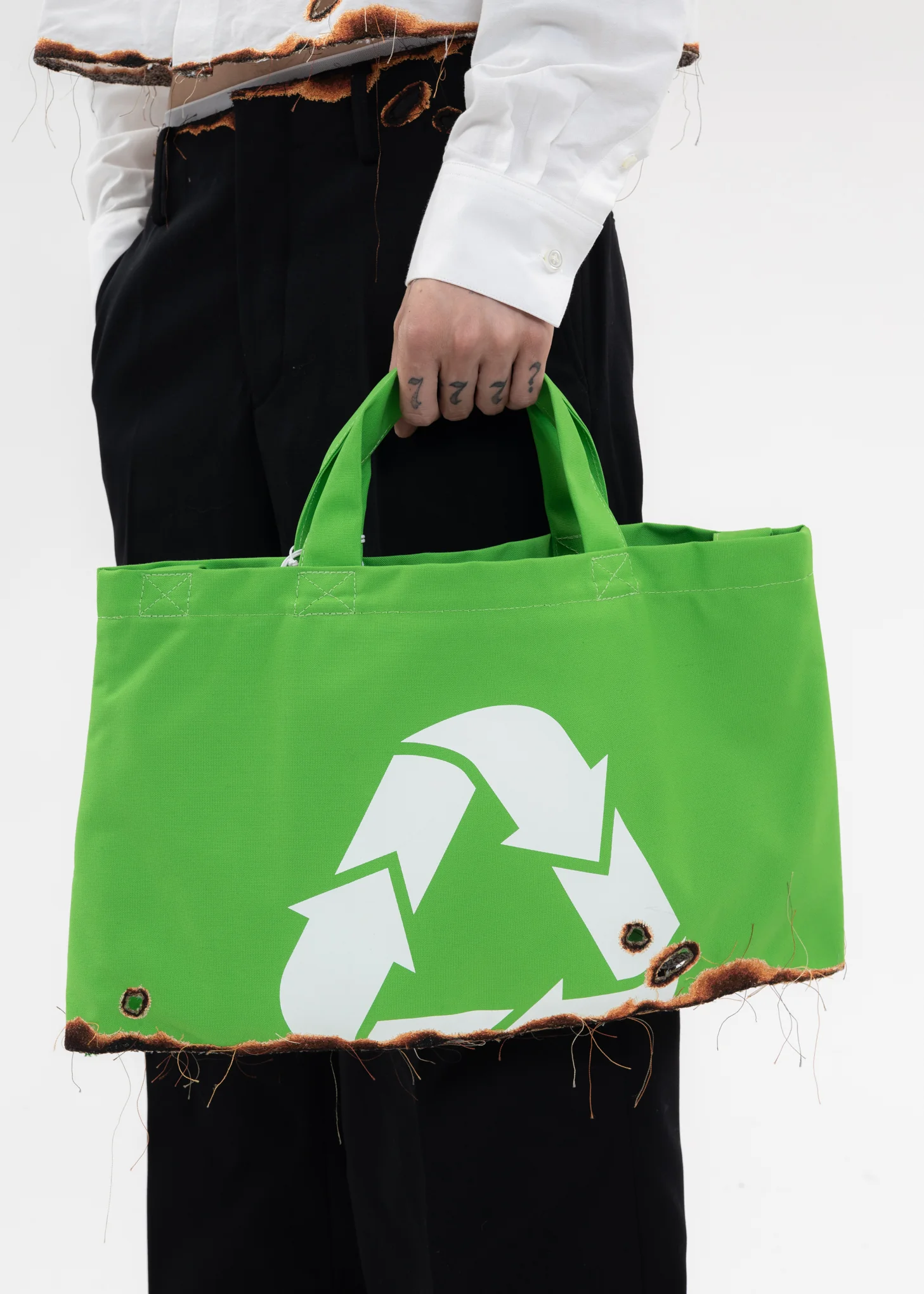 Green BURNING EMBROIDERY ECO BAG - Image 3