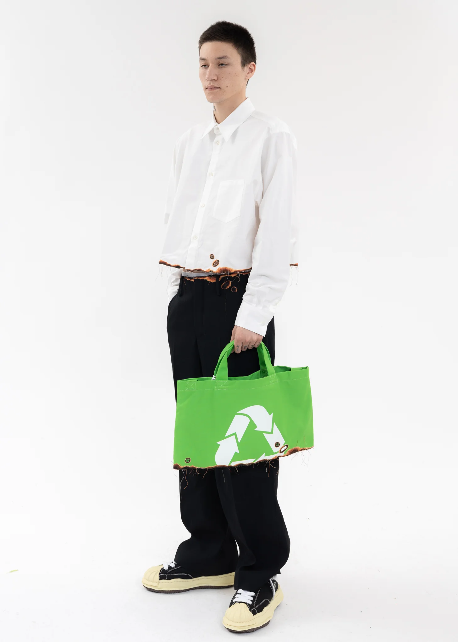 Green BURNING EMBROIDERY ECO BAG - Image 4