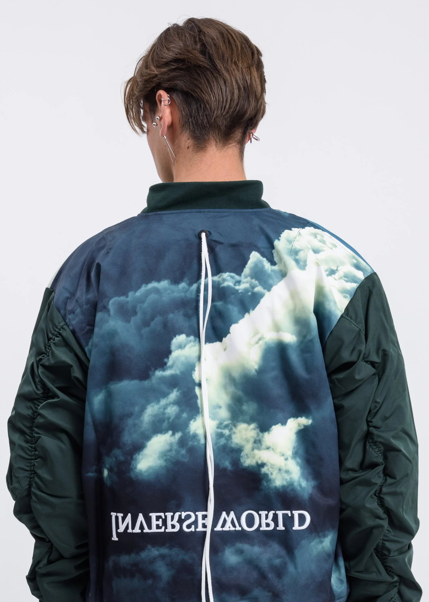 Green Clouds Bomber Jacket w/ Hood - Image 2