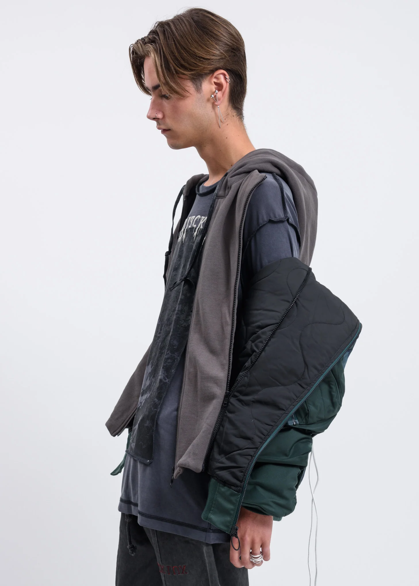 Green Clouds Bomber Jacket w/ Hood - Image 6