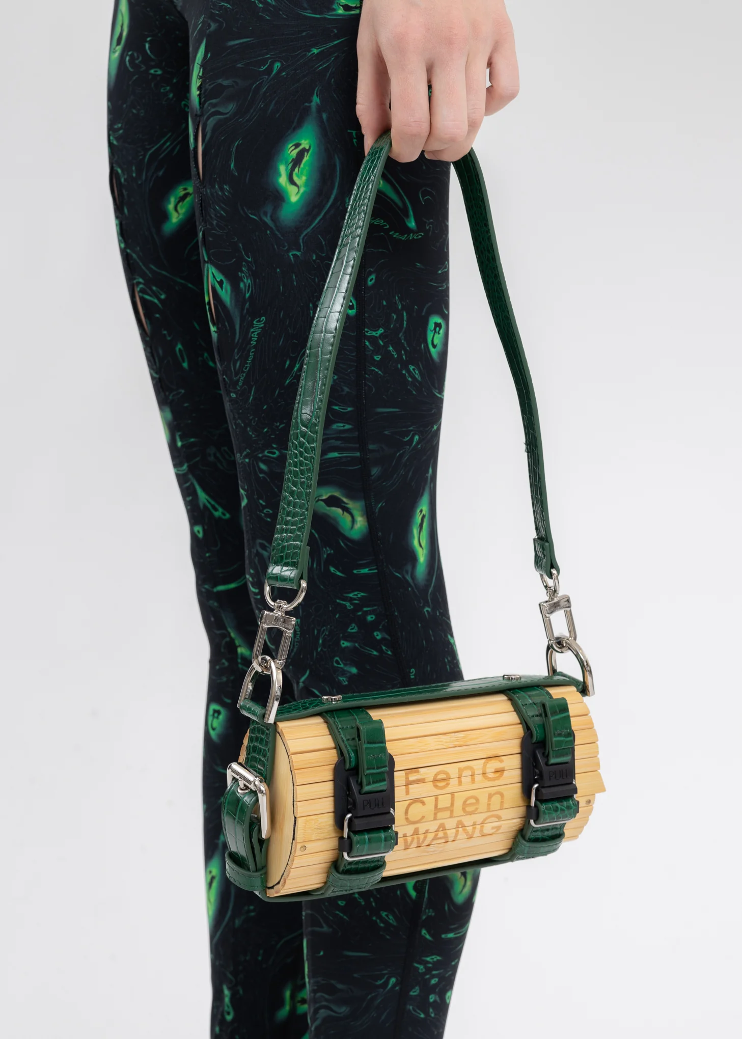 Green Croc Small Bamboo Bag - Image 2