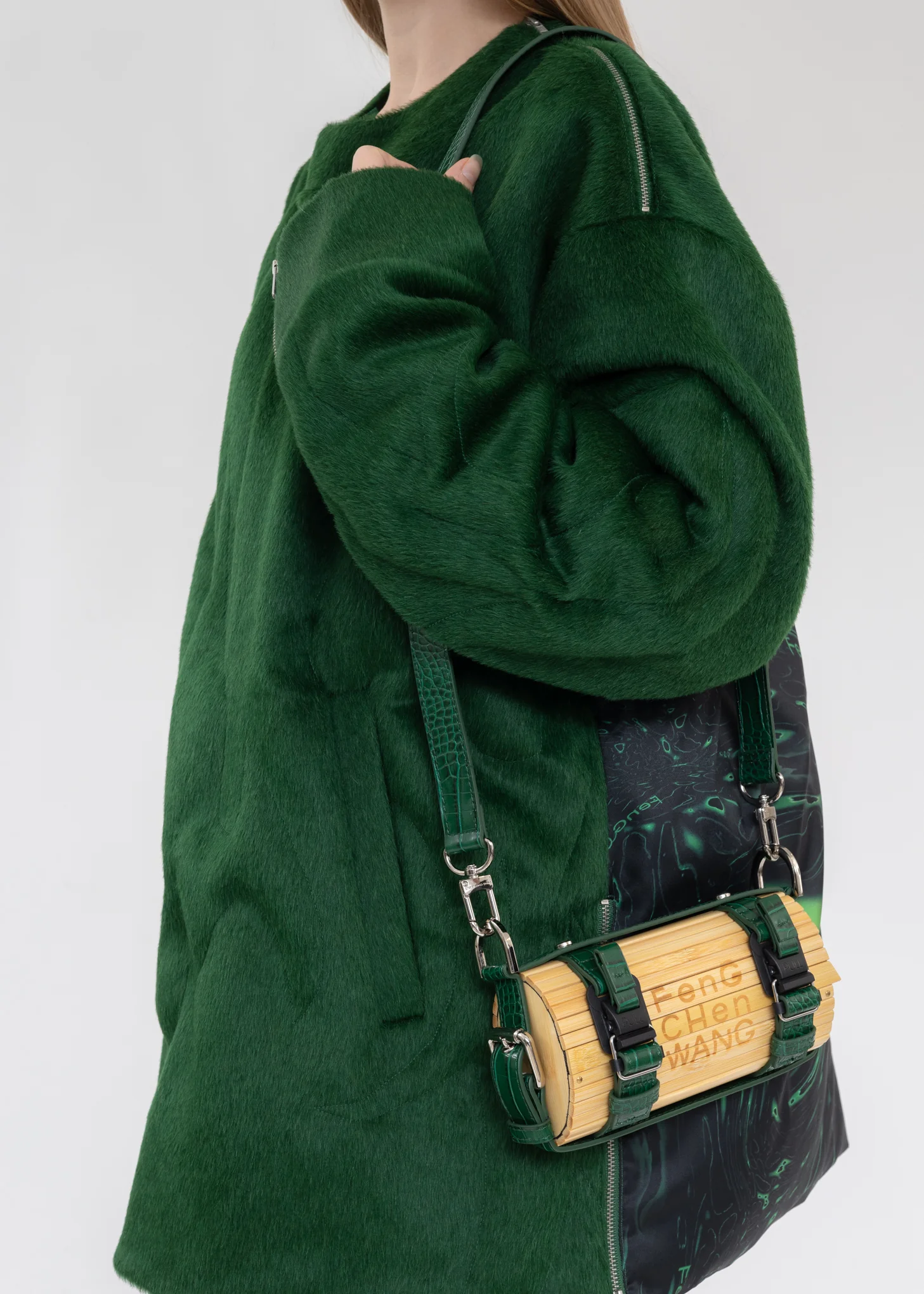 Green Croc Small Bamboo Bag - Image 3