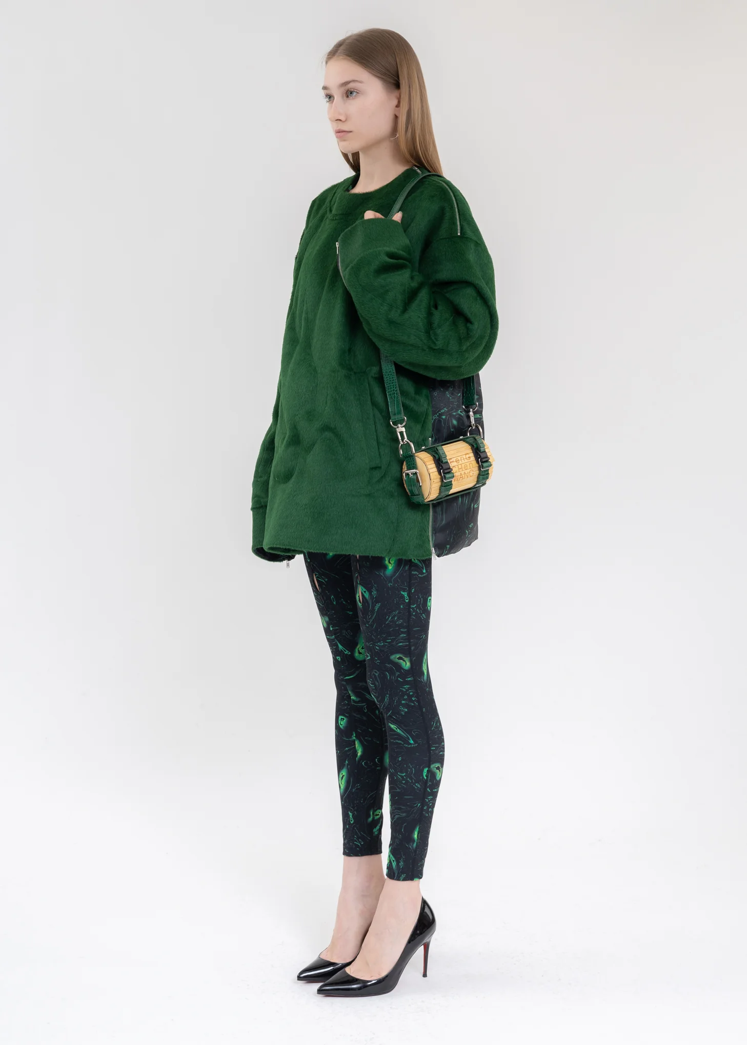 Green Croc Small Bamboo Bag - Image 4