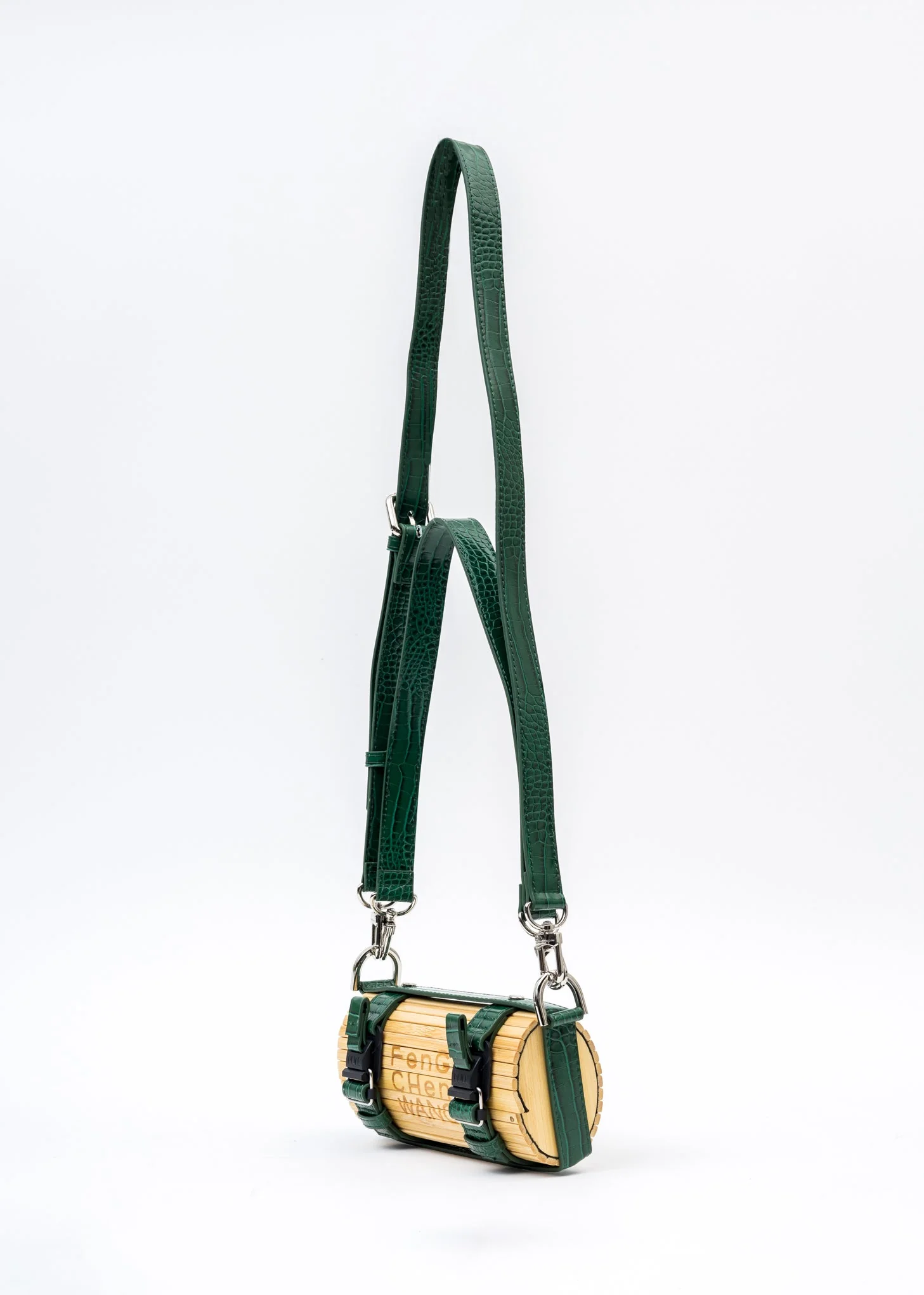 Green Croc Small Bamboo Bag - Image 8