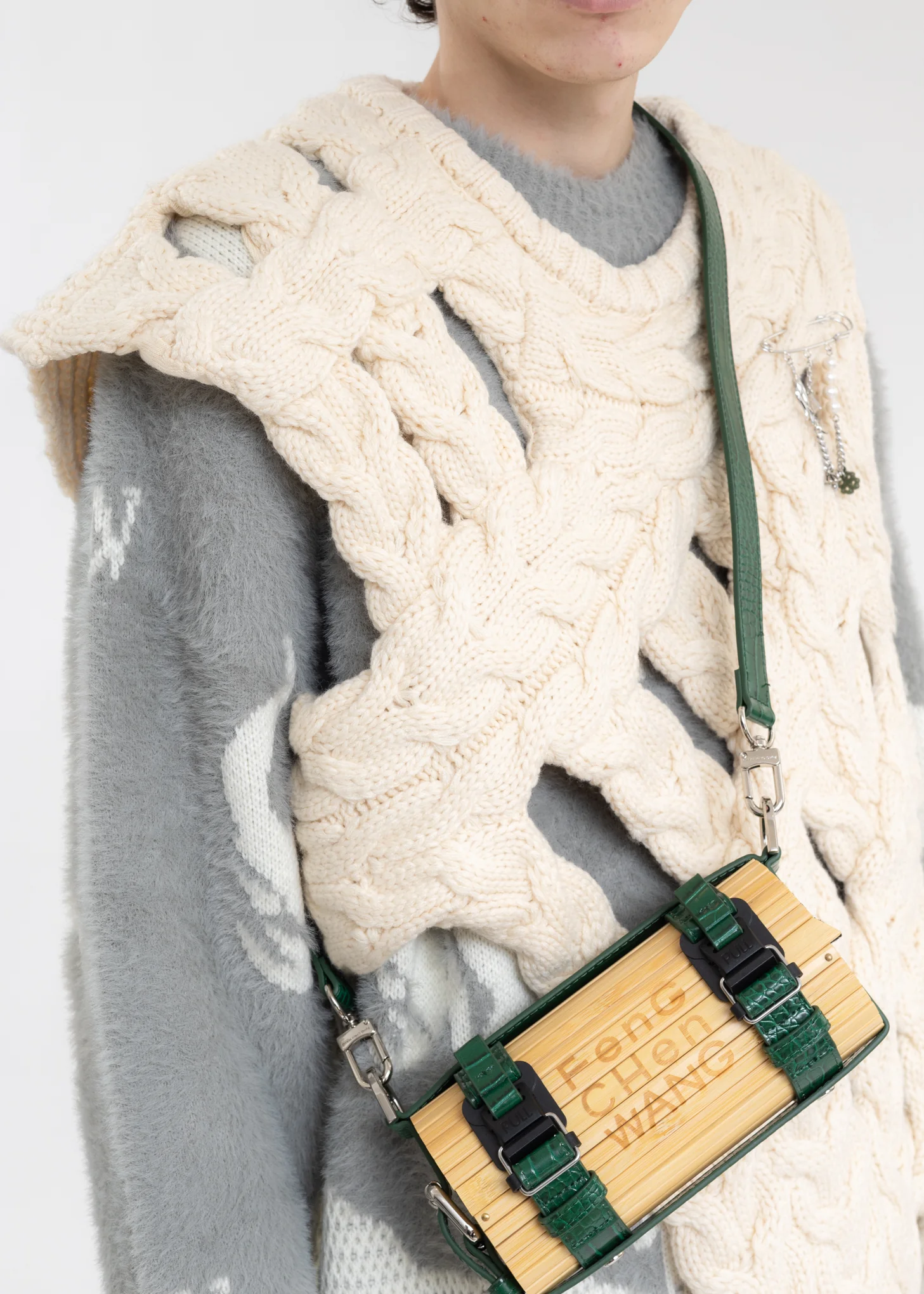Green Croc Small Bamboo Bag - Image 2