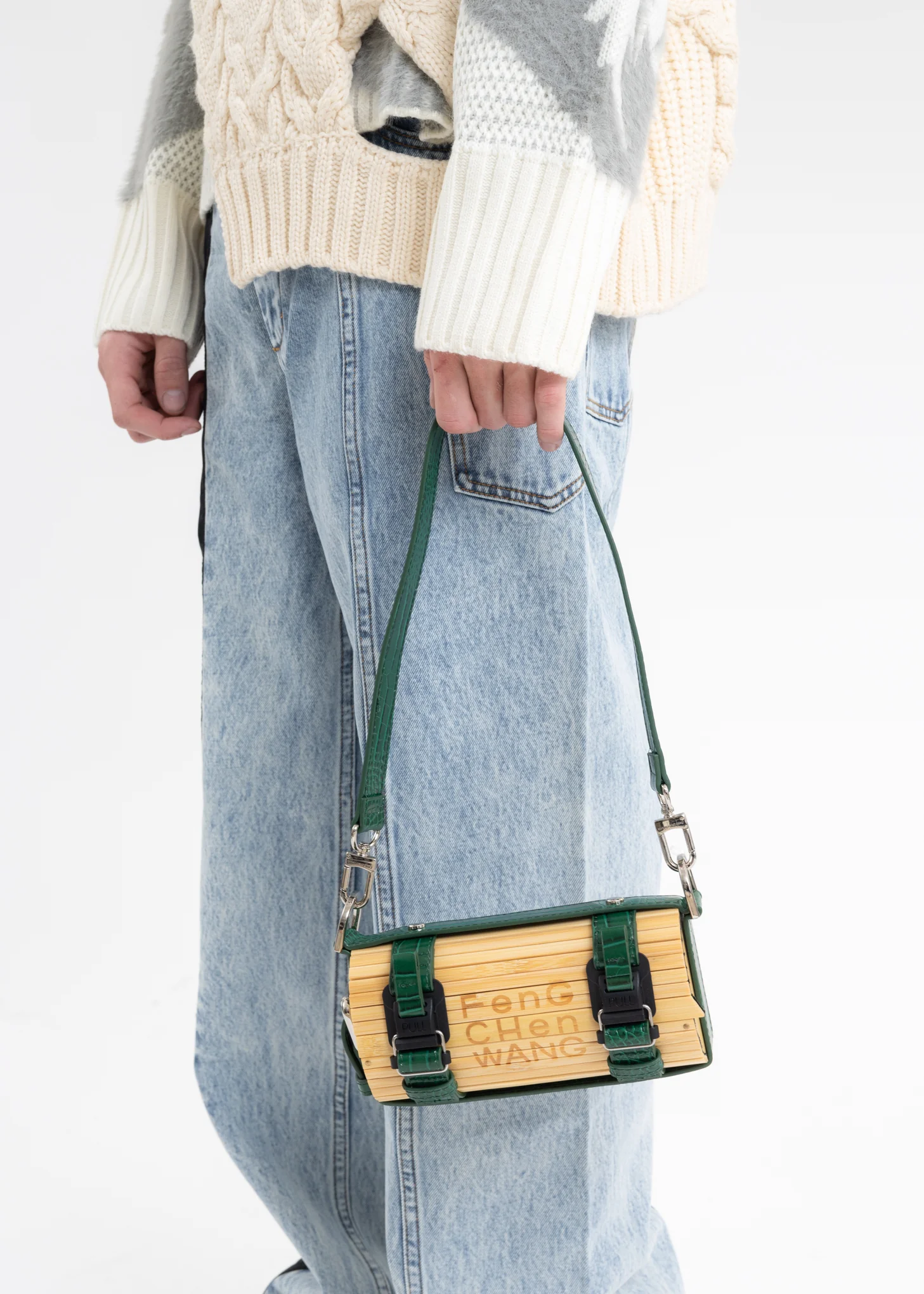 Green Croc Small Bamboo Bag - Image 3
