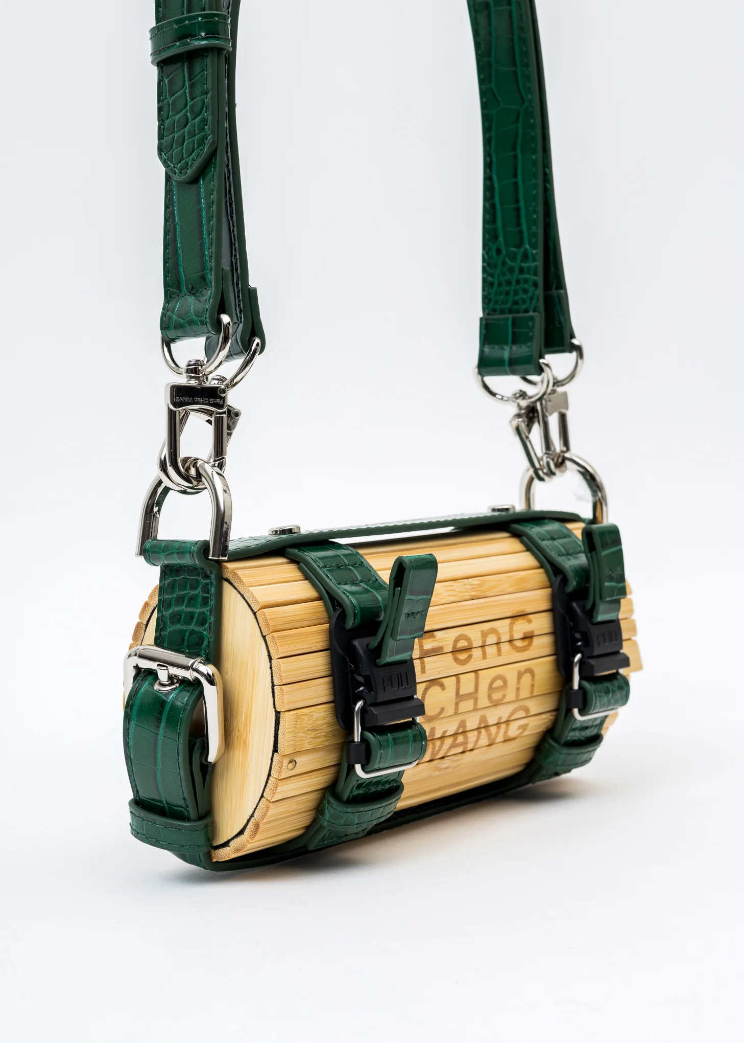 Green Croc Small Bamboo Bag - Image 6