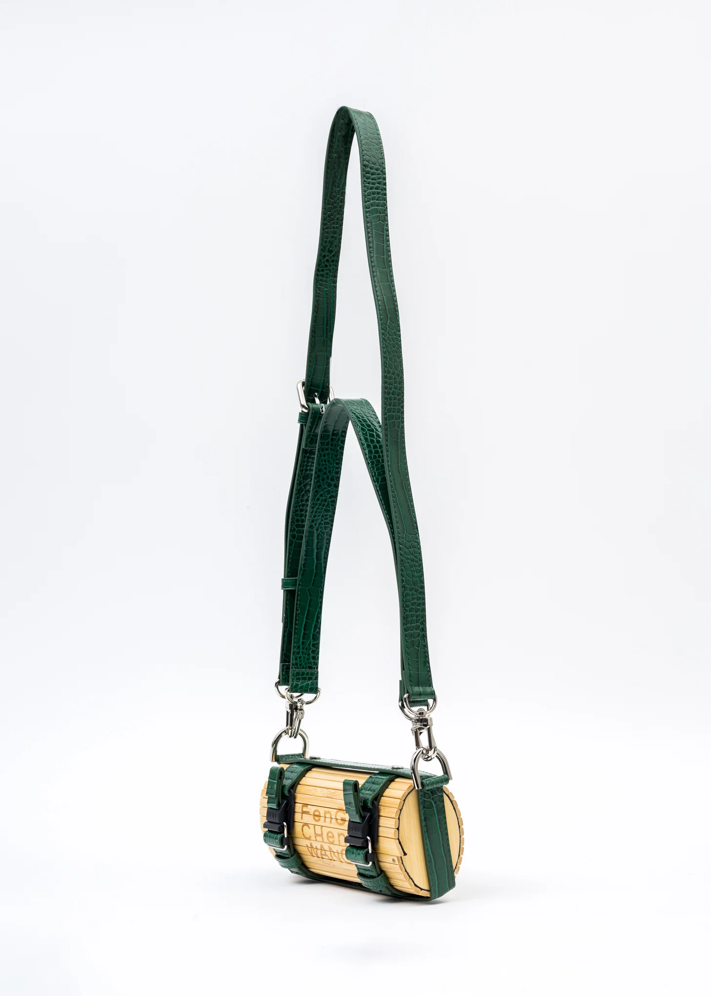 Green Croc Small Bamboo Bag - Image 7