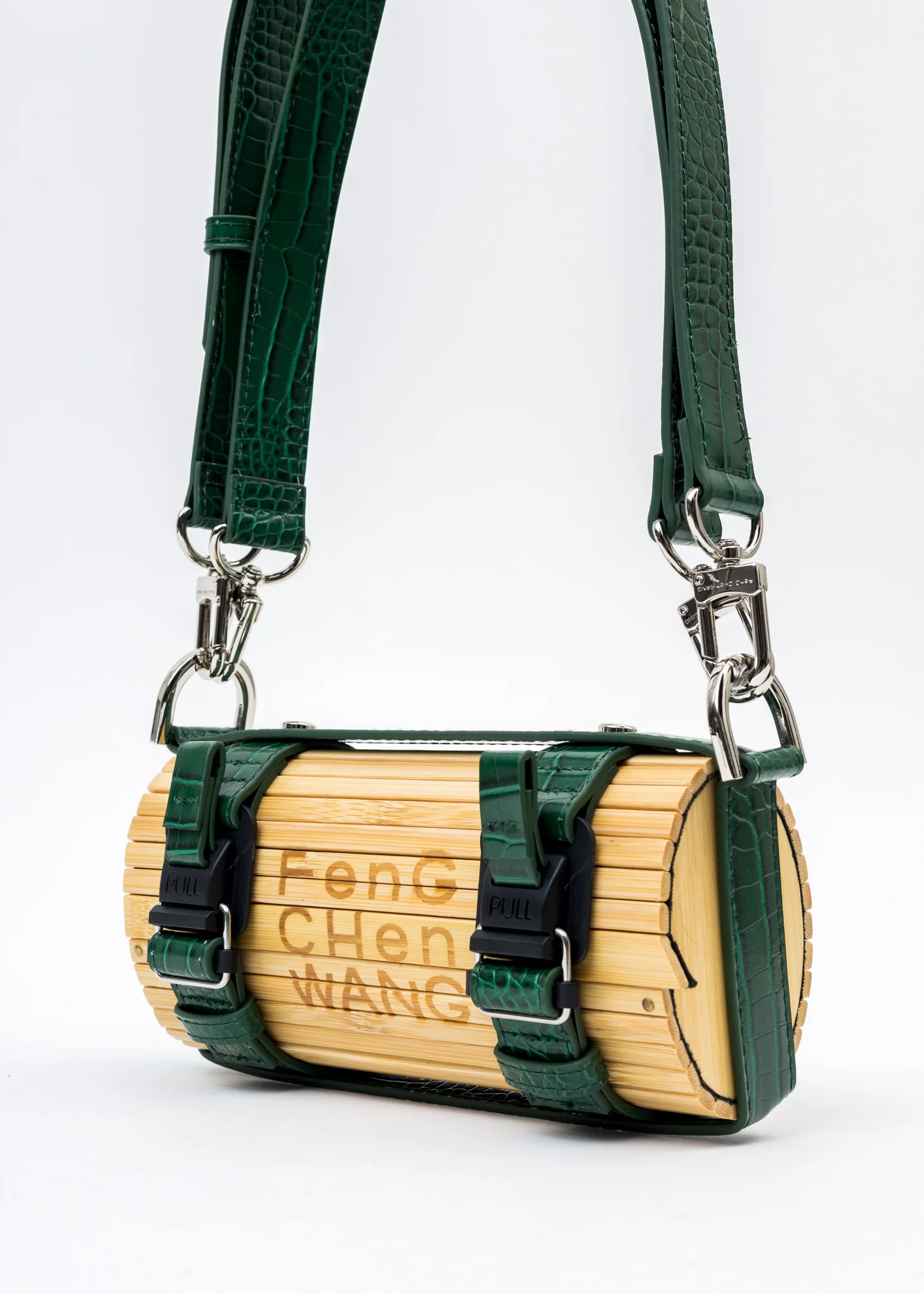 Green Croc Small Bamboo Bag - Image 8