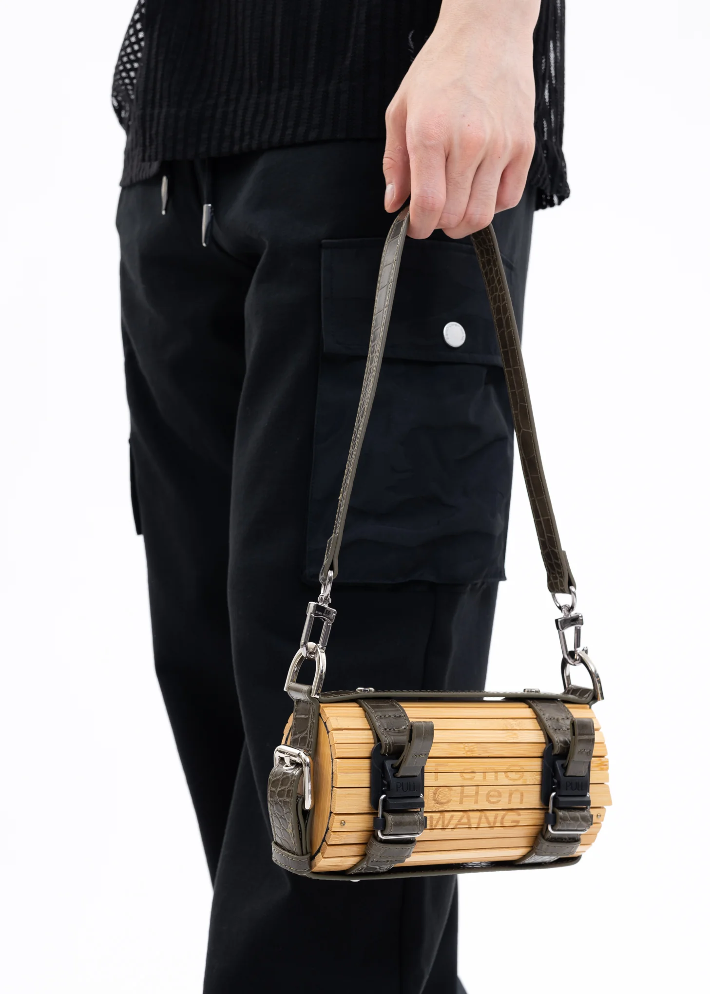 Green Croco Bamboo Bag - Image 3