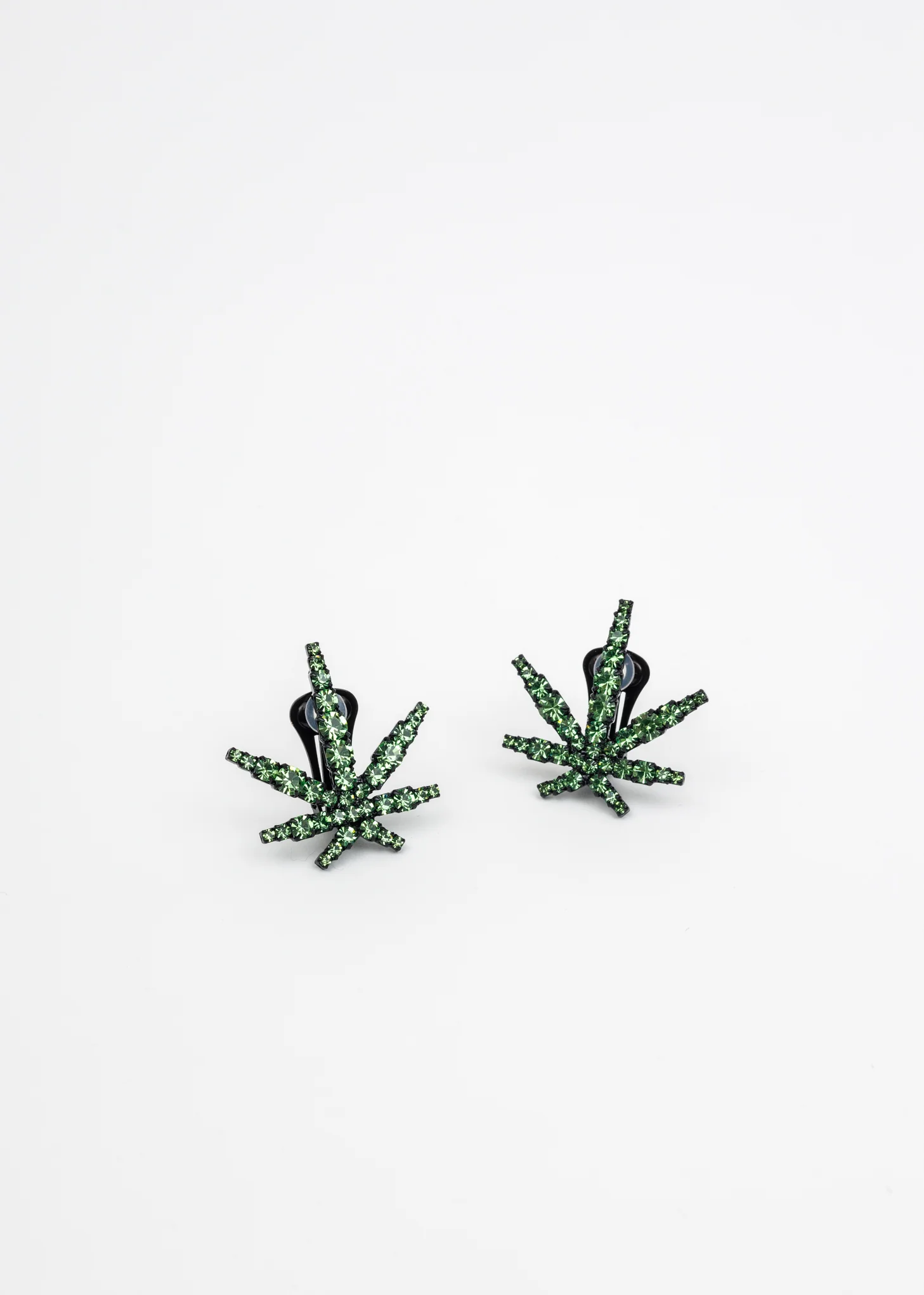 Green Crystal Leaf Earring