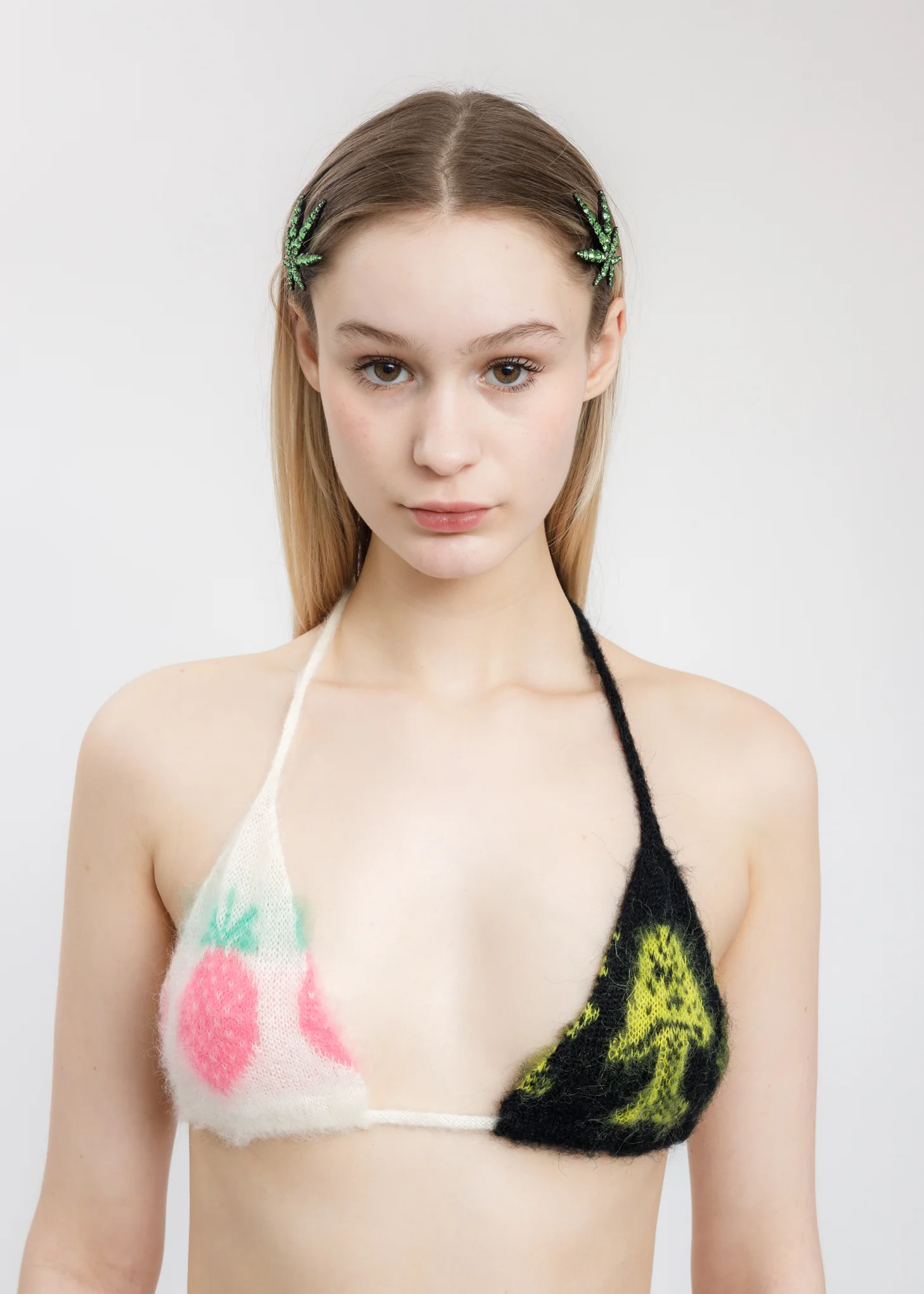 Green Crystal Leaf Hairpin - Image 3