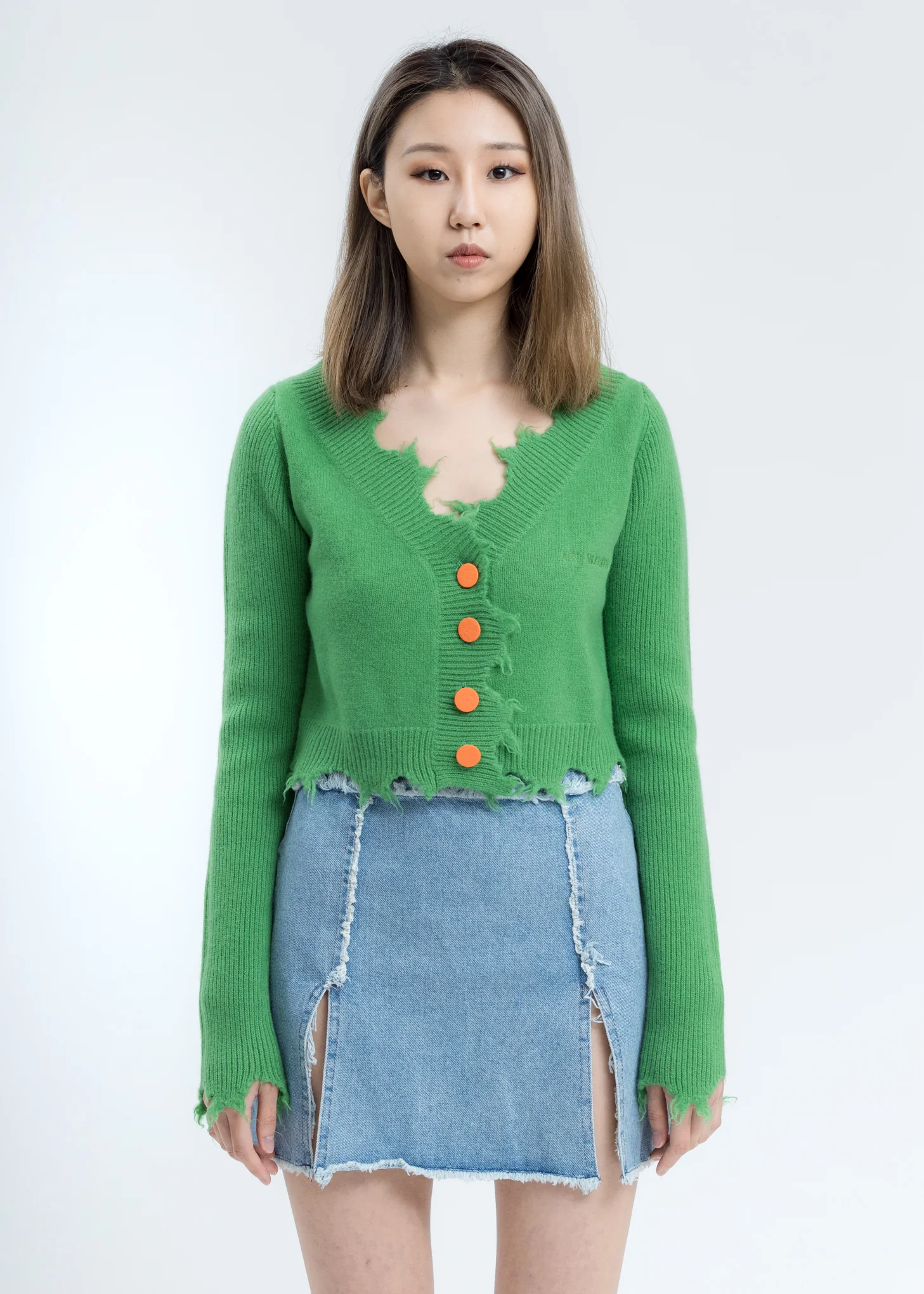 Green Destroyed Cardigan