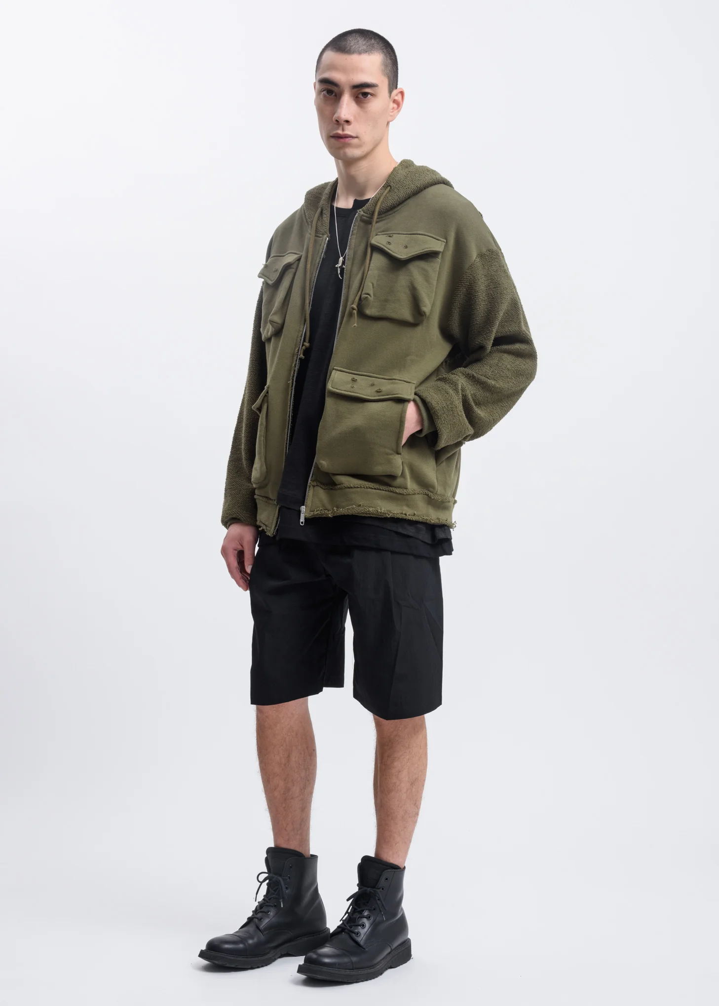 Green Distressed Pocket Hoodie - Image 4