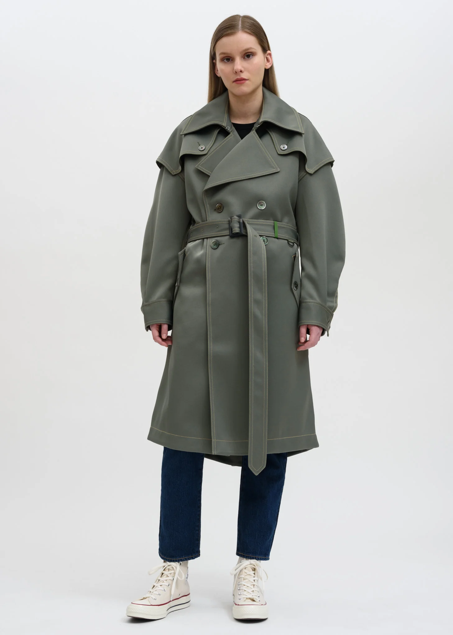 Green Double Breasted Coat - Image 2