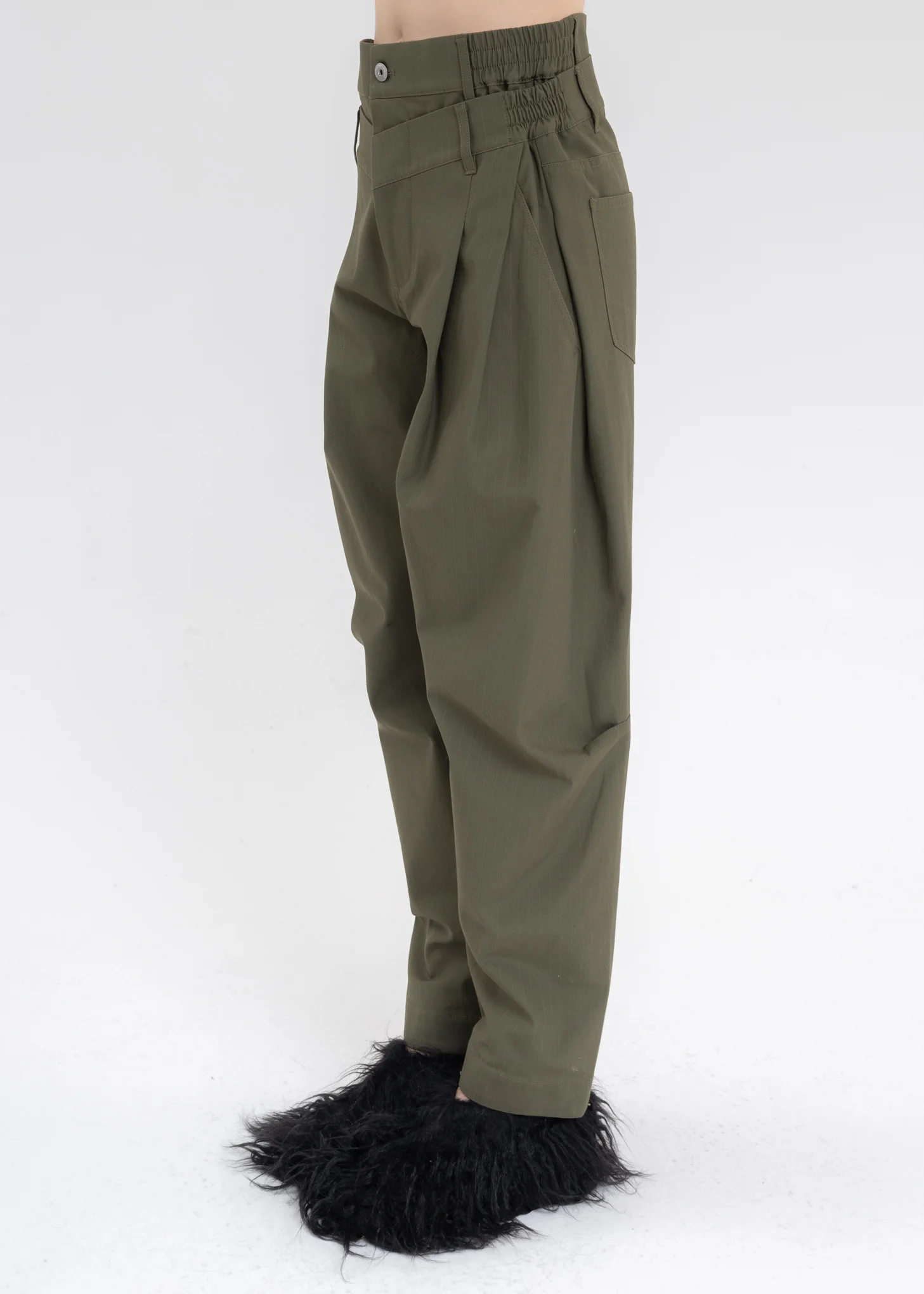 Green DOUBLE WAISTBAND TROUSERS - Image 2
