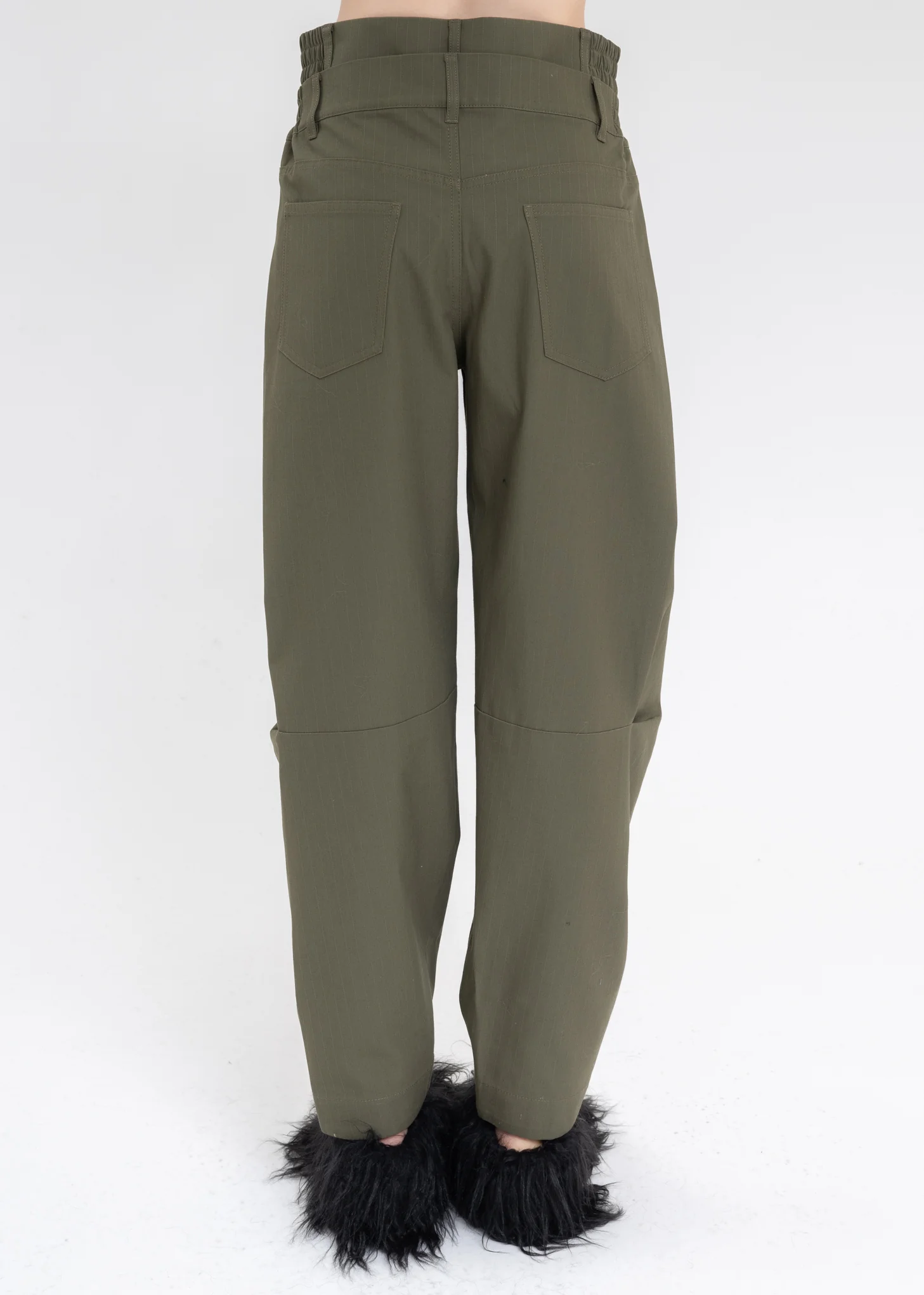 Green DOUBLE WAISTBAND TROUSERS - Image 3