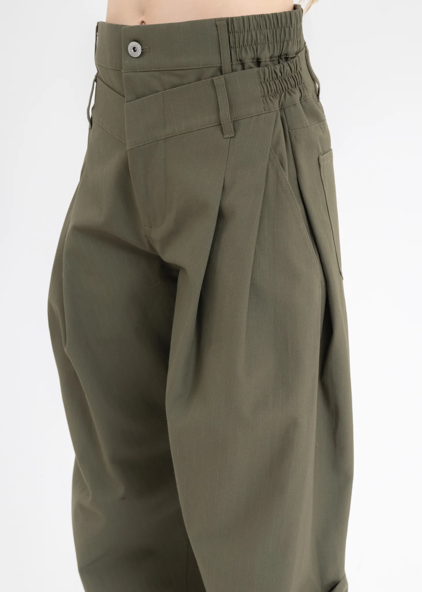 Green DOUBLE WAISTBAND TROUSERS - Image 4