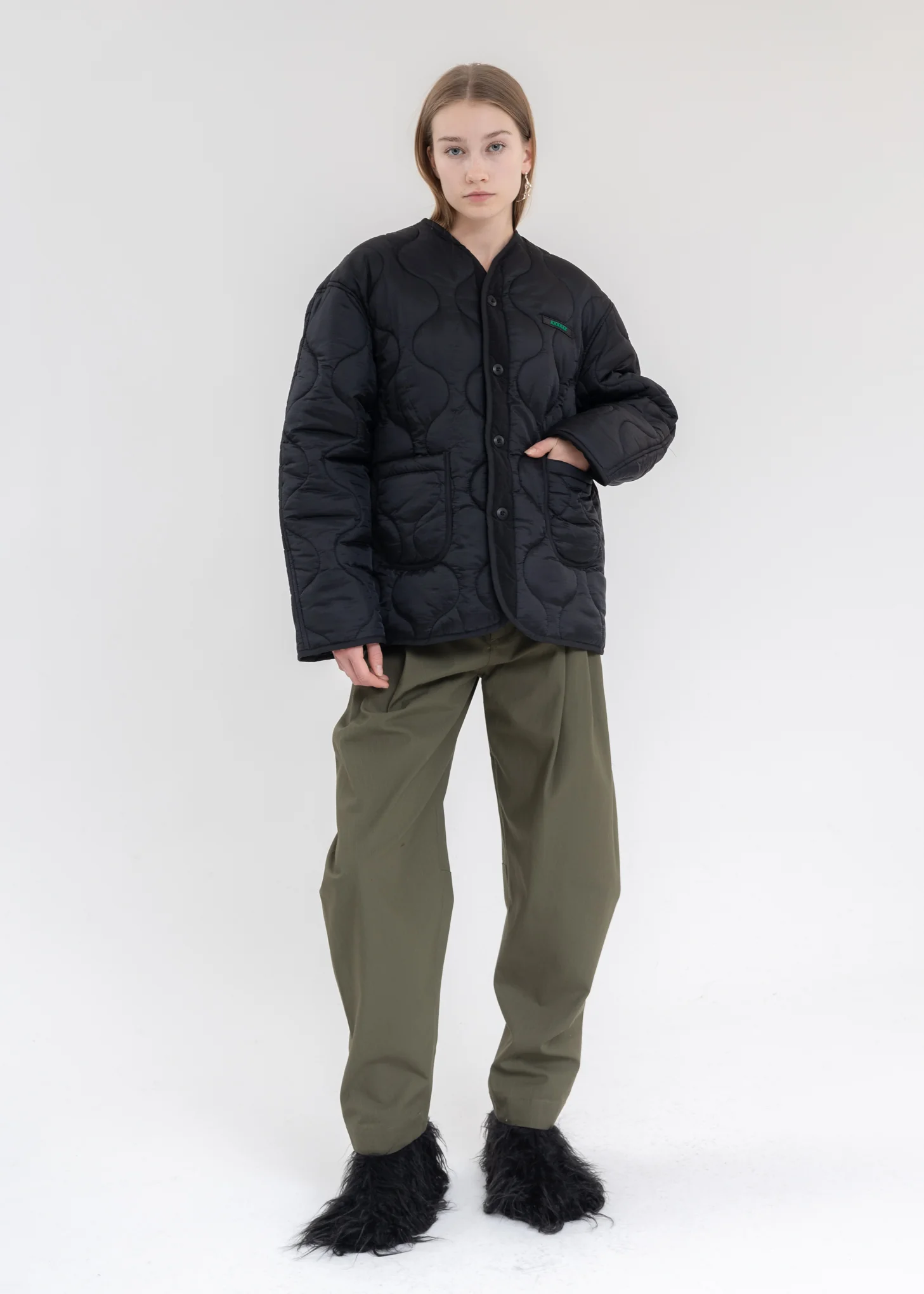 Green DOUBLE WAISTBAND TROUSERS - Image 6