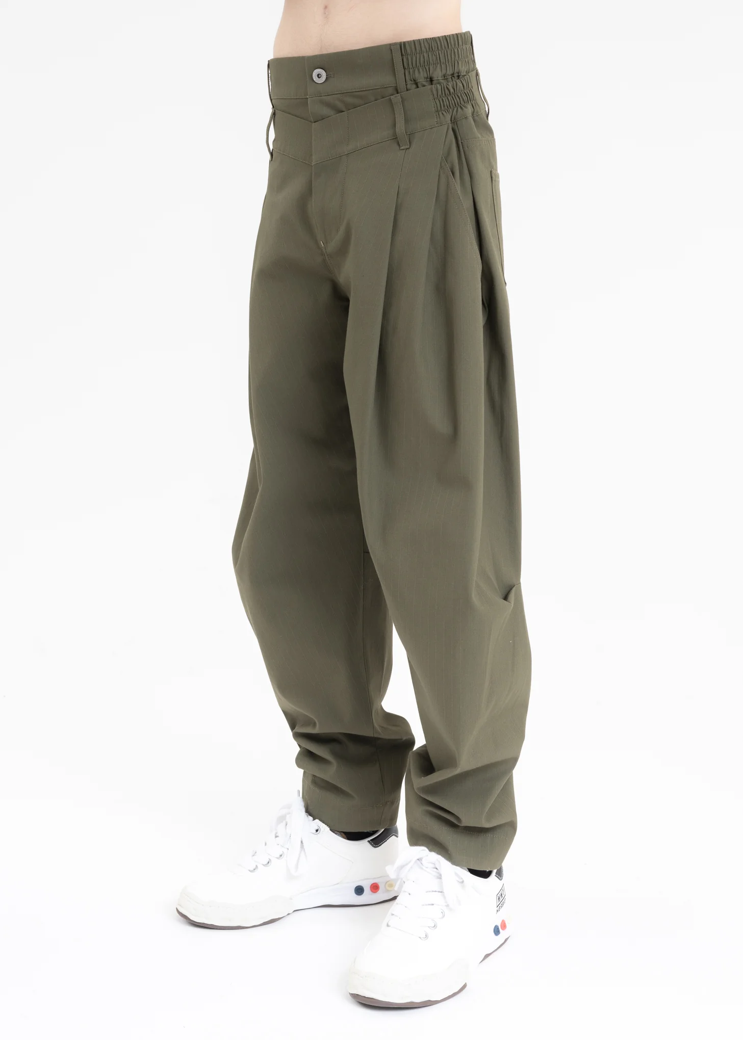 Green DOUBLE WAISTBAND TROUSERS - Image 2