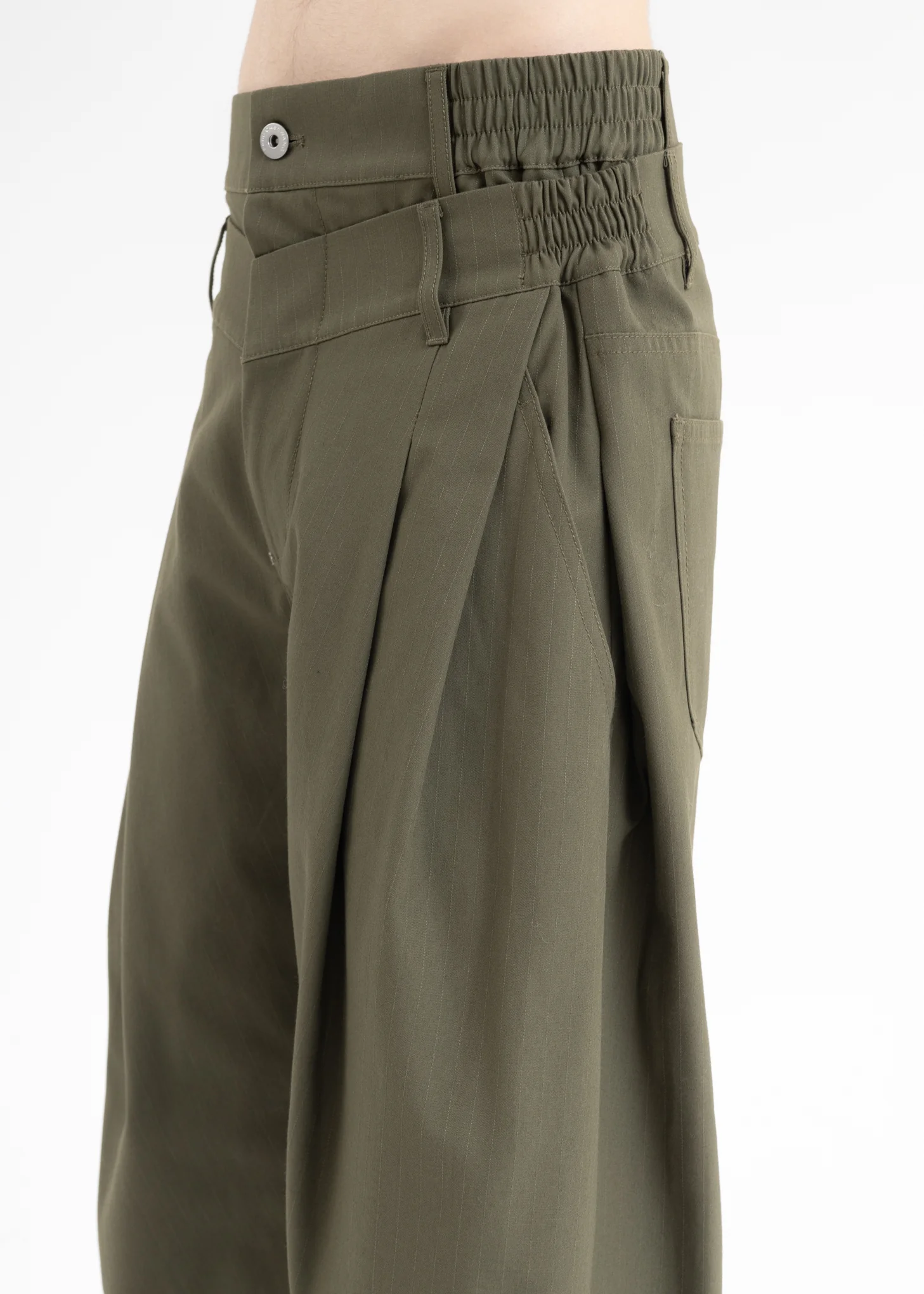 Green DOUBLE WAISTBAND TROUSERS - Image 4