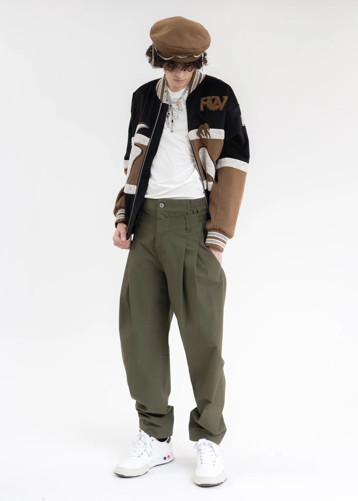 Green DOUBLE WAISTBAND TROUSERS - Image 5