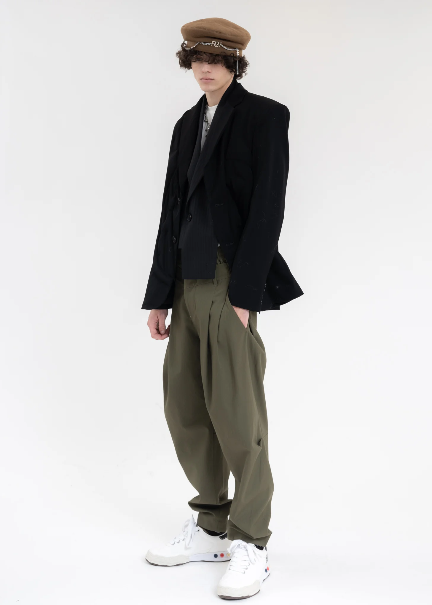 Green DOUBLE WAISTBAND TROUSERS - Image 6