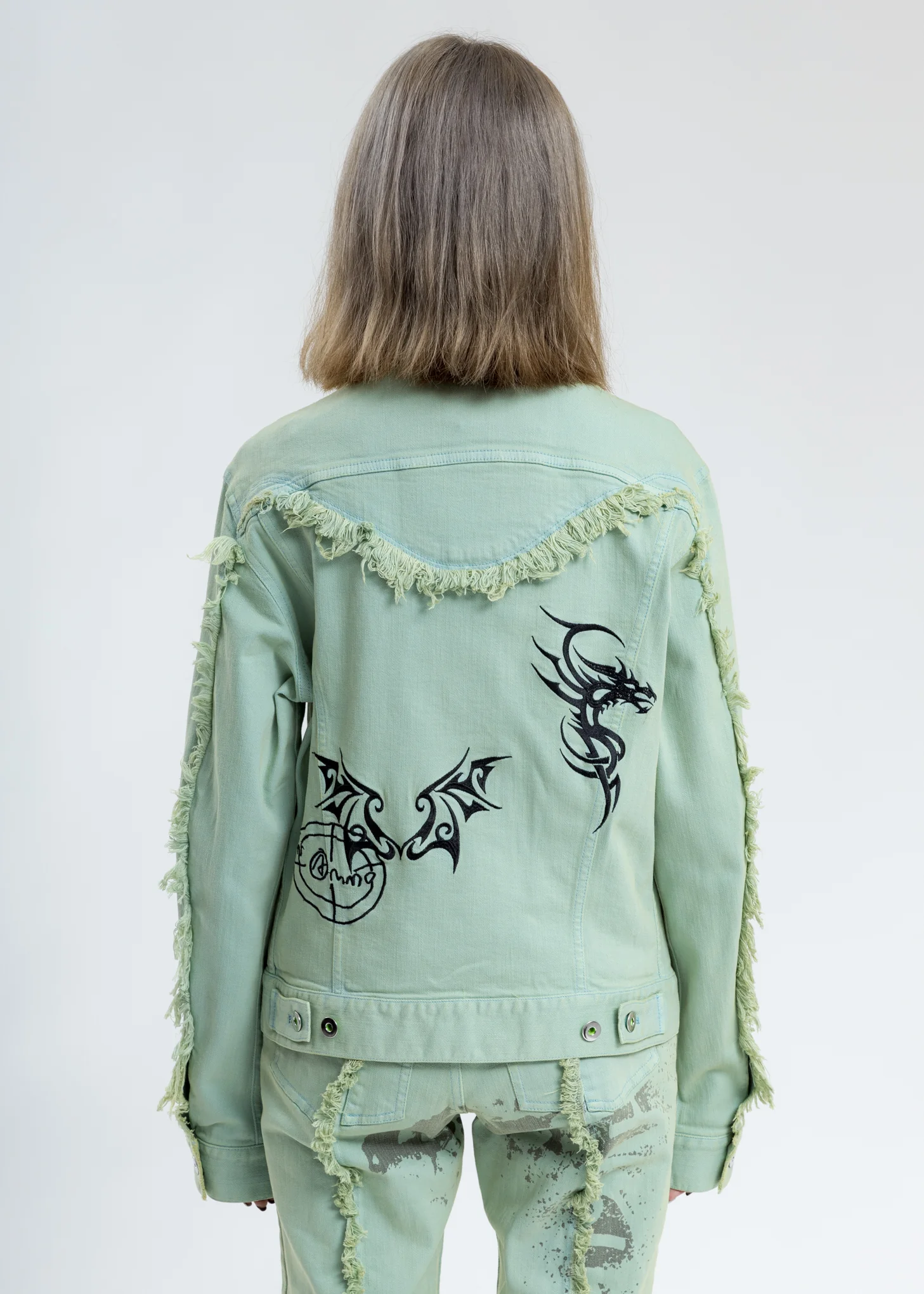 Green Graffiti Denim Jacket - Image 2