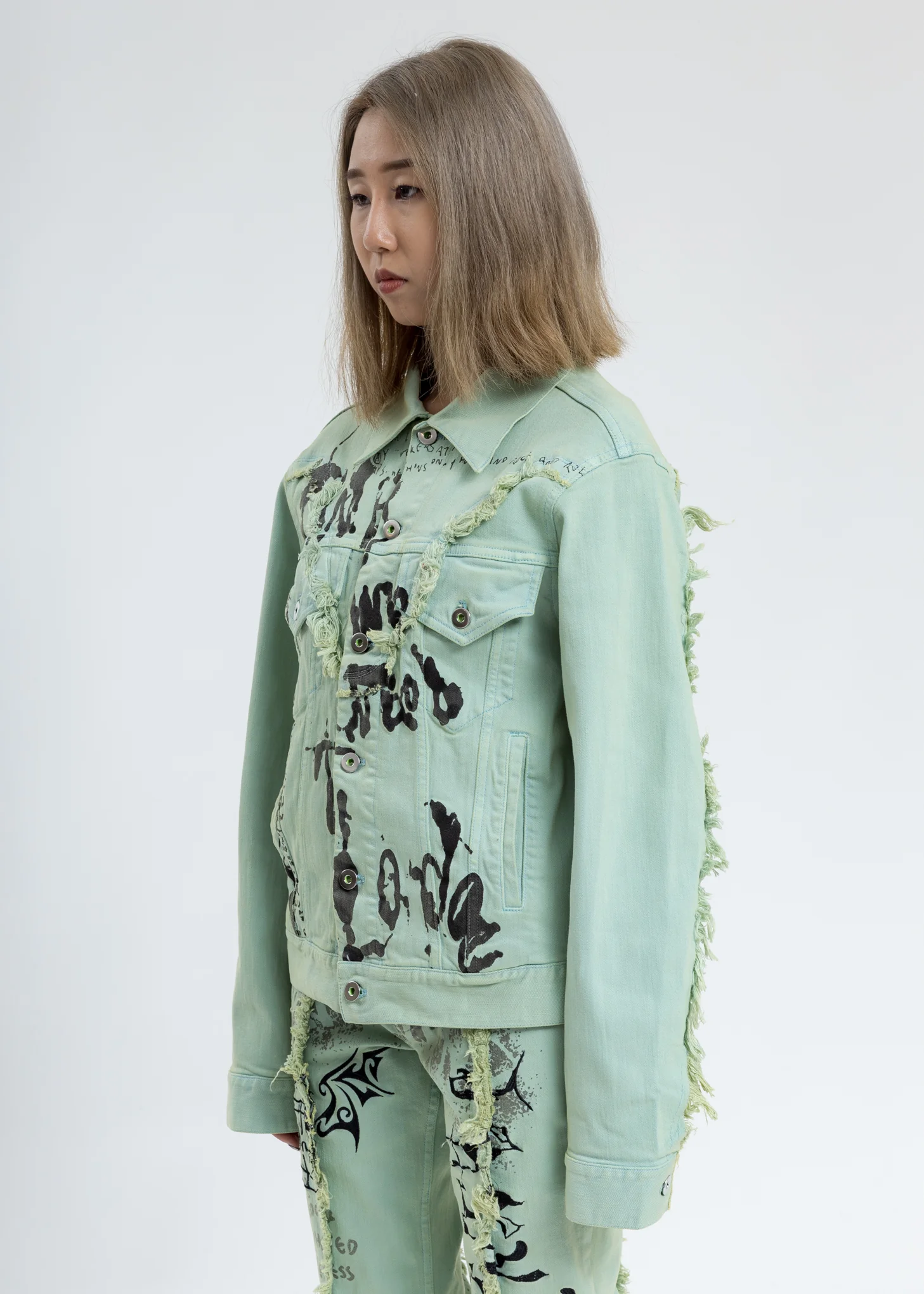 Green Graffiti Denim Jacket - Image 3