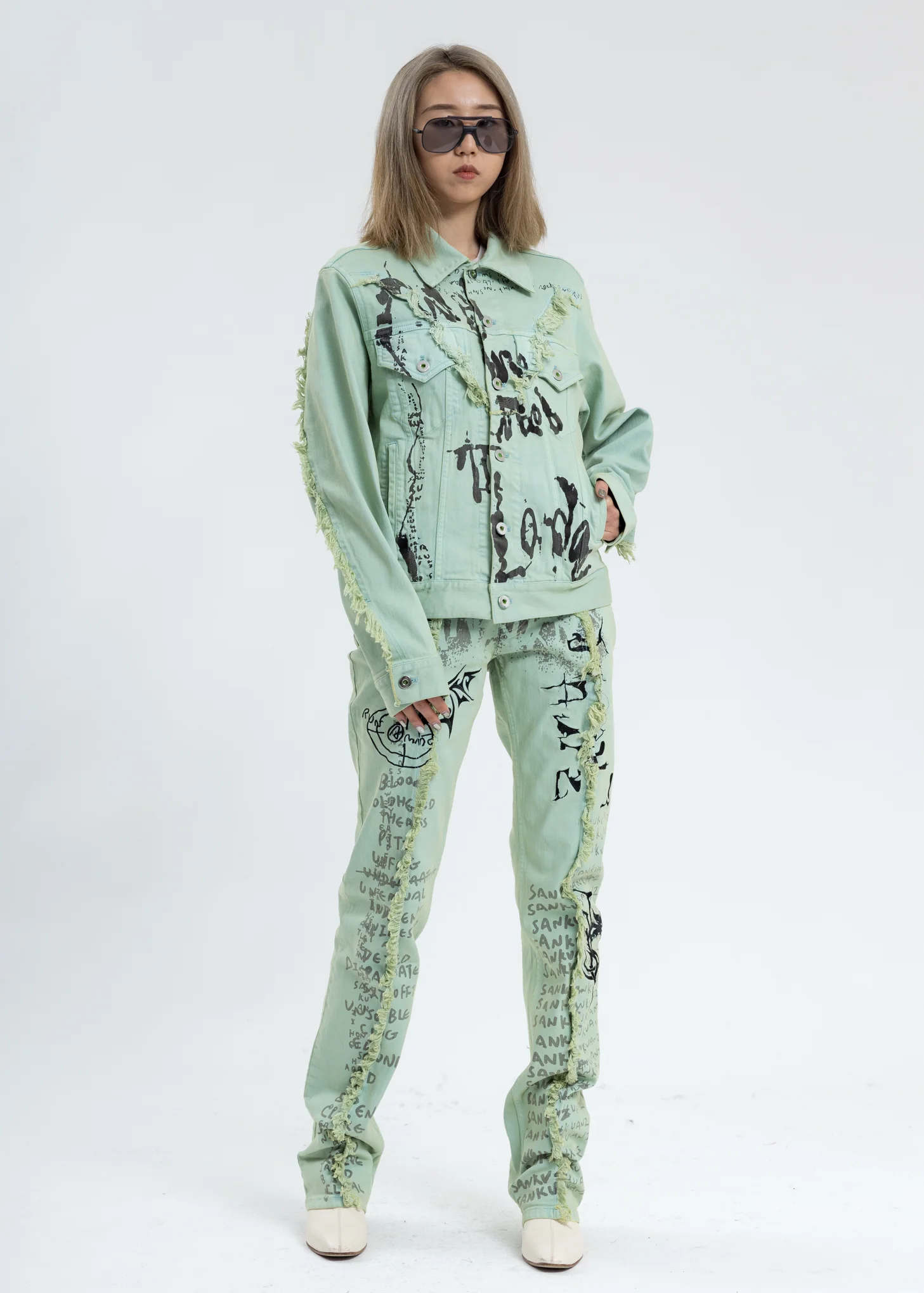 Green Graffiti Denim Jacket - Image 7