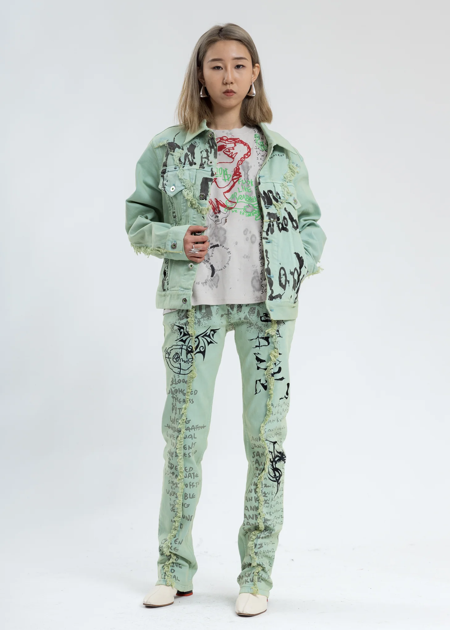 Green Graffiti Denim Jacket - Image 8