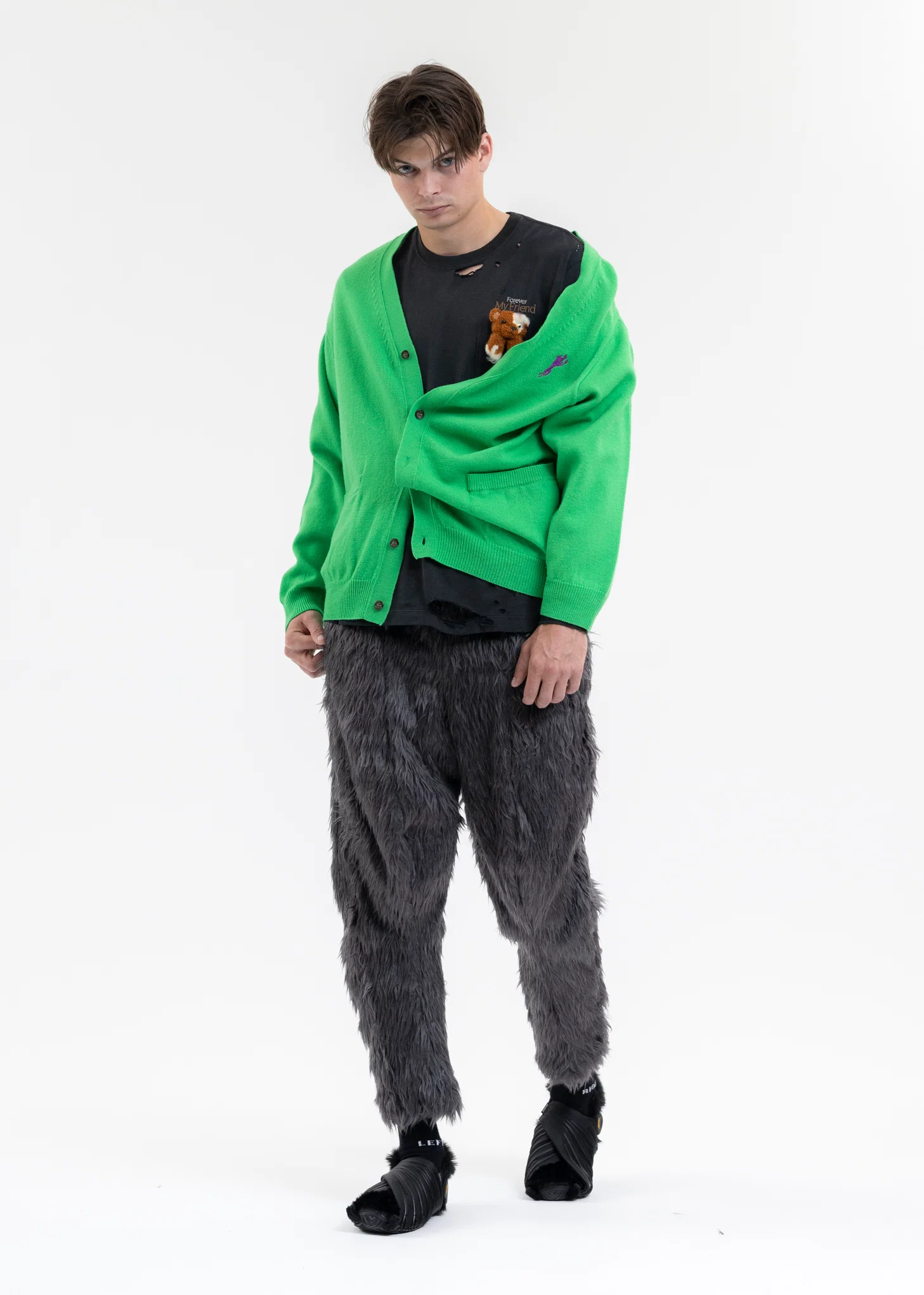 GREEN HALF LOOSE CARDIGAN - Image 5
