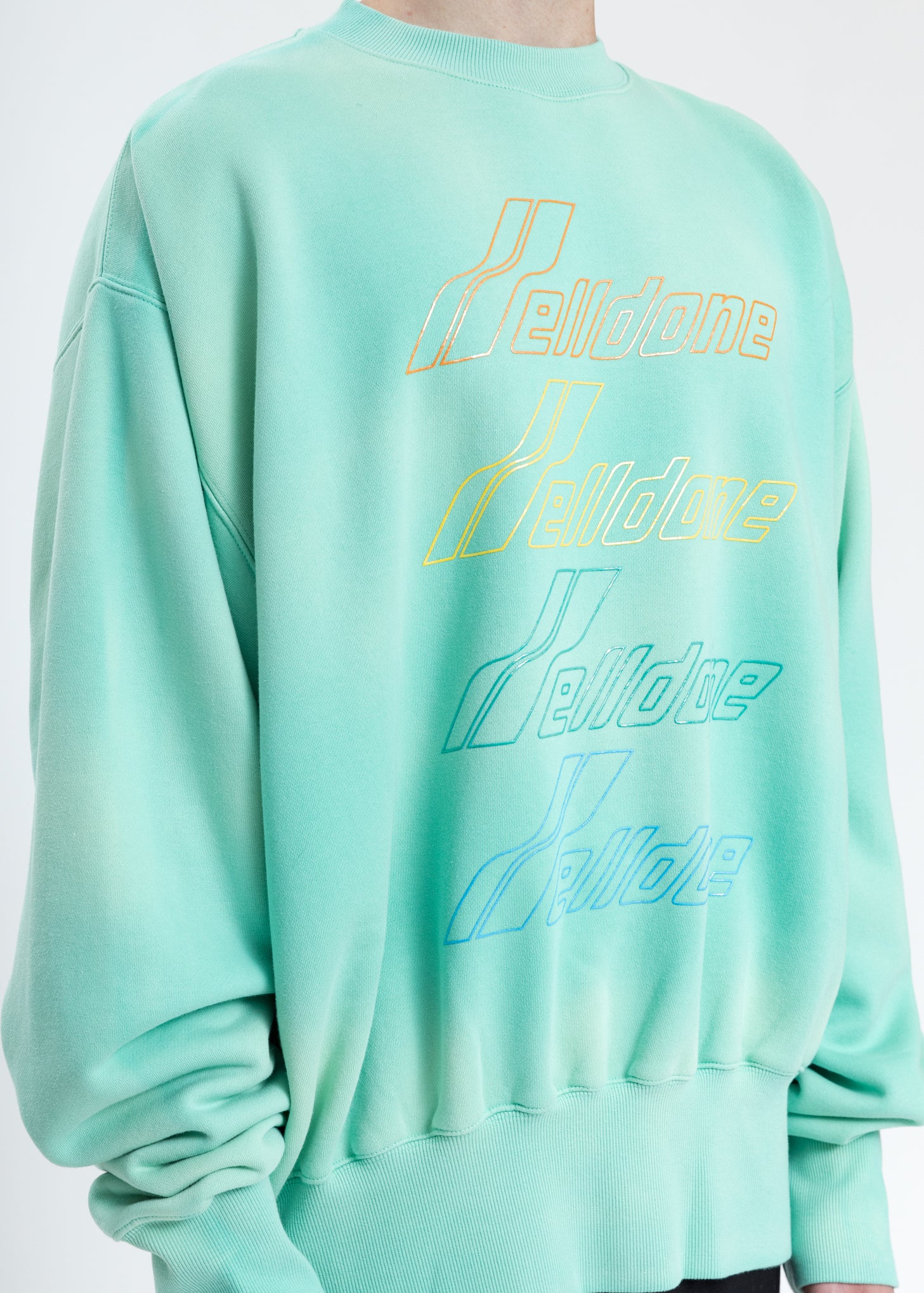 Green Hand Bleached Iridescent Logo Sweater - Image 2