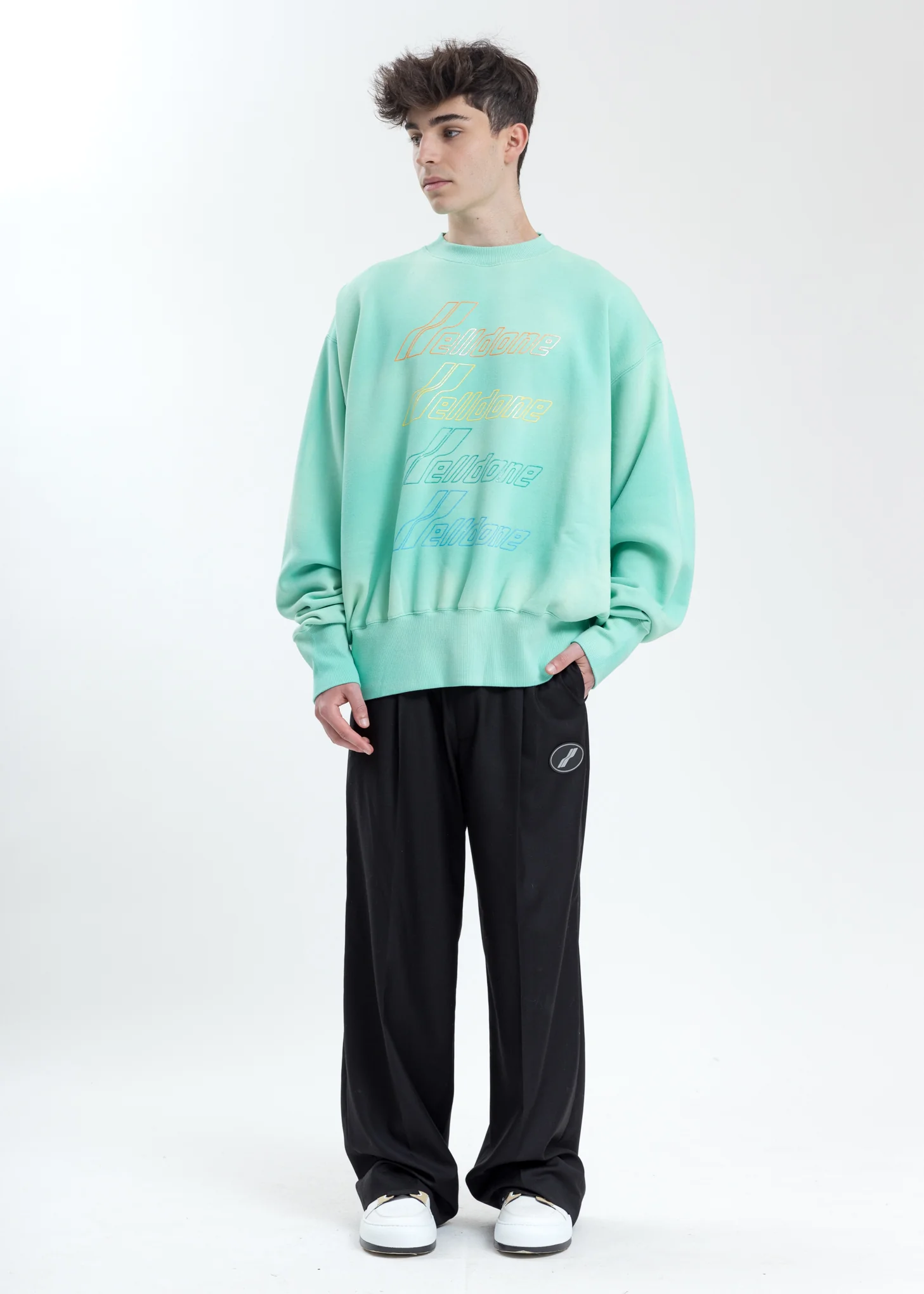 Green Hand Bleached Iridescent Logo Sweater - Image 7