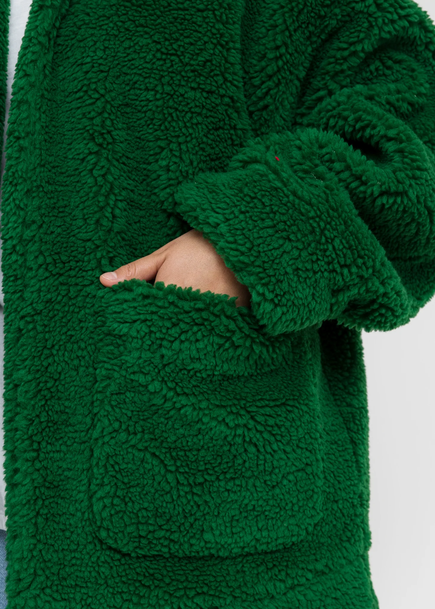 Green Hand-Painted Recycle Fur Jacket - Image 5