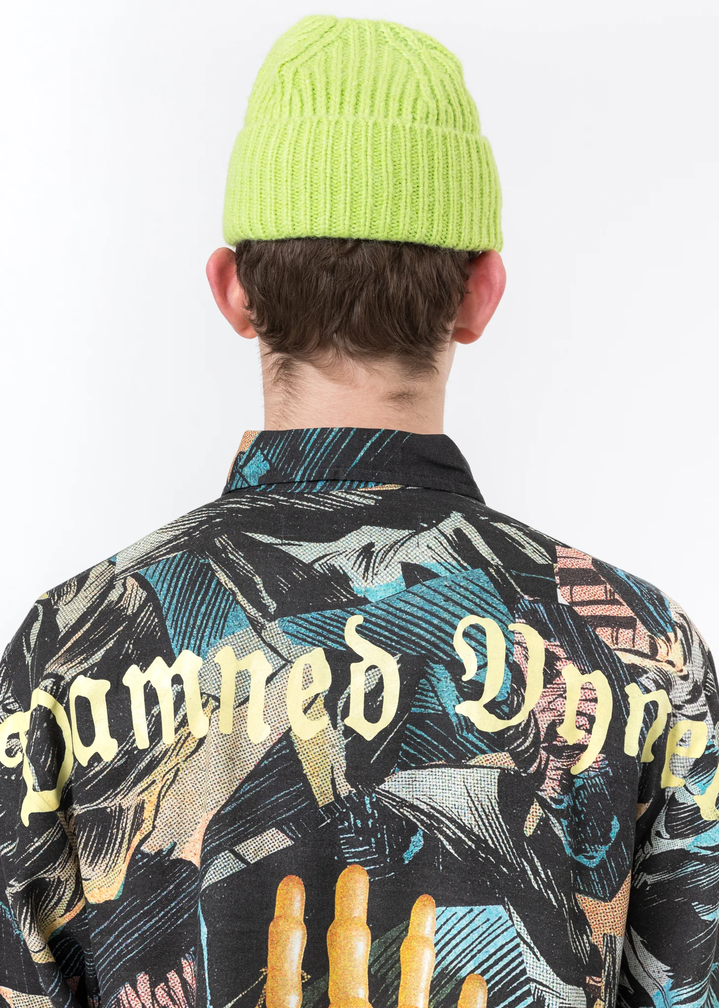 Green Leather Pad Beanie - Image 3