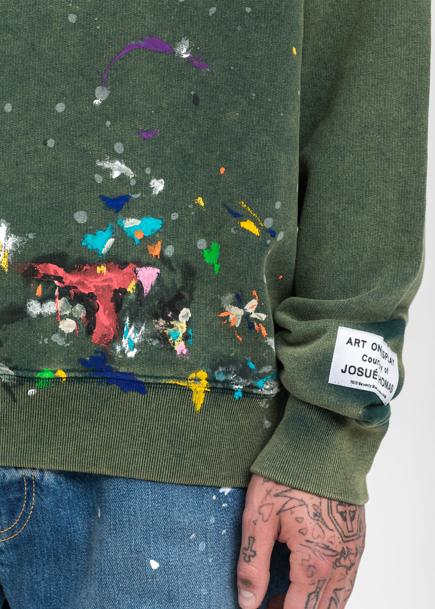Green Logo Hoodie With Work Effect And Paint Marks - Image 5