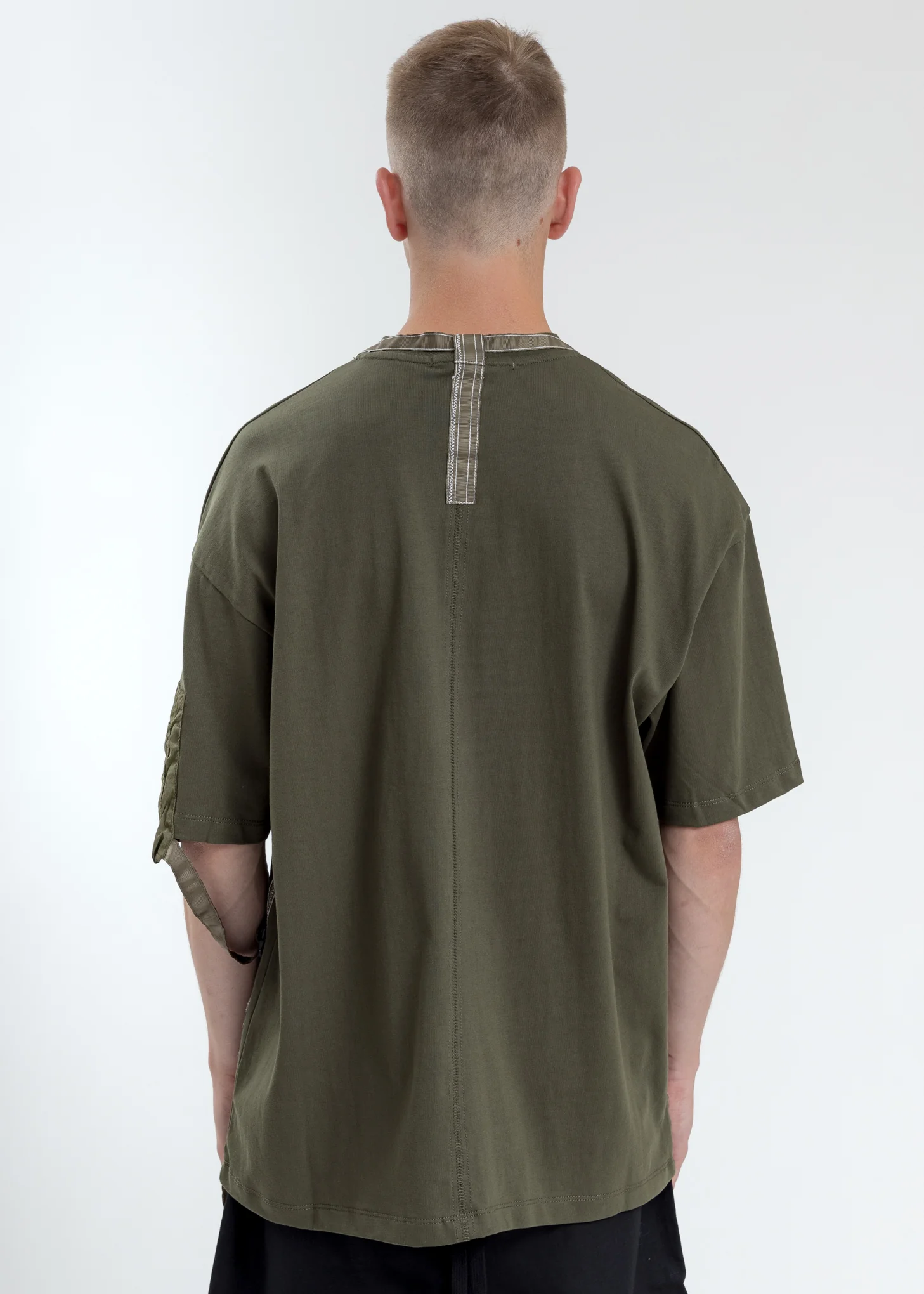 Green Loose Fit T-Shirt With Nylon Pocket And Tape - Image 4